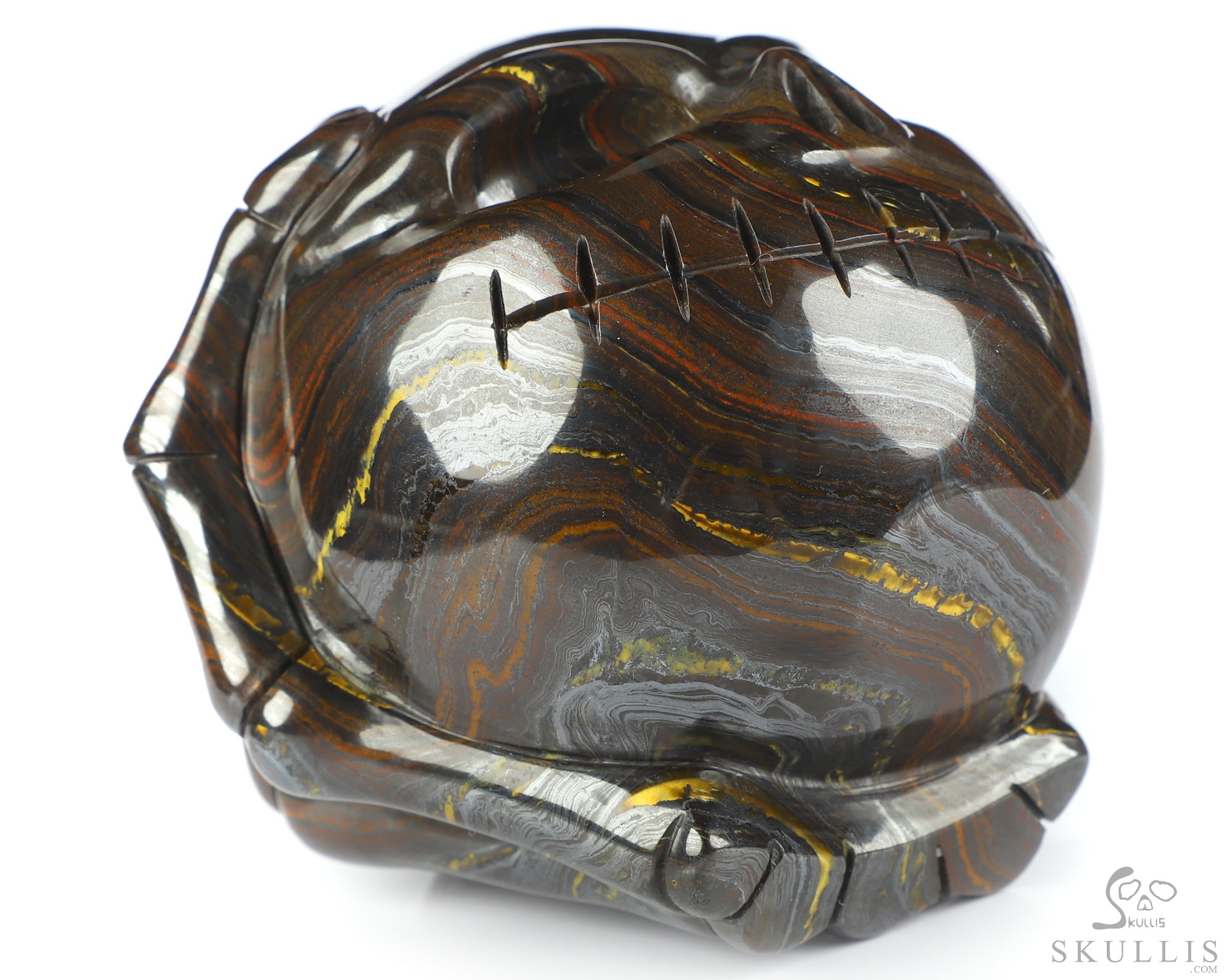 3.0" Gold Tiger Iron Eye Hand Carved Jack Crystal Skull Sculpture, Crystal Healing 3.0" Gold Tiger Iron Eye Hand Carved Jack Crystal Skull Sculpture, Crystal Healing