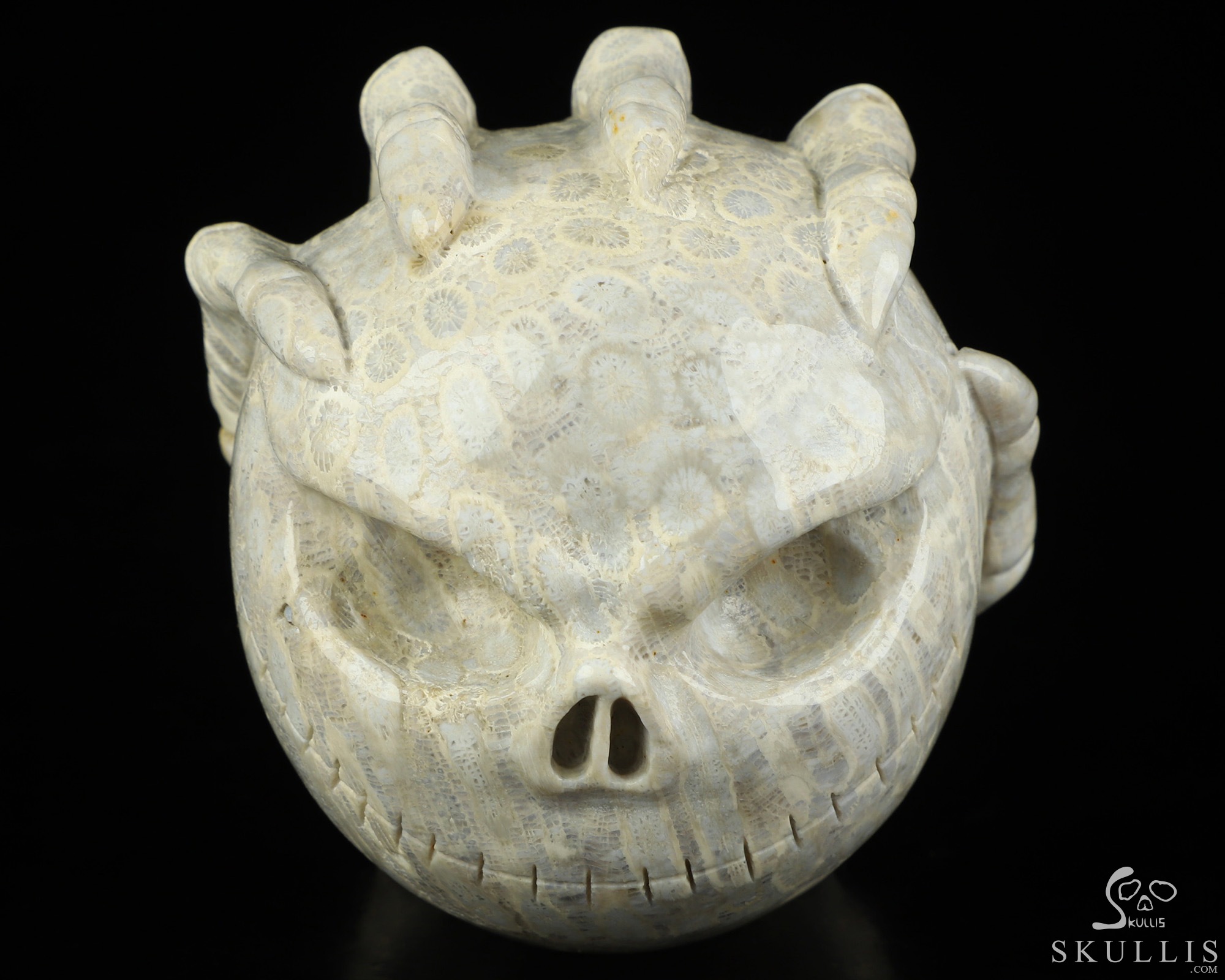 3.0" Coral Fossil Hand Carved Jack Crystal Skull Sculpture, Crystal Healing 3.0" Coral Fossil Hand Carved Jack Crystal Skull Sculpture, Crystal Healing