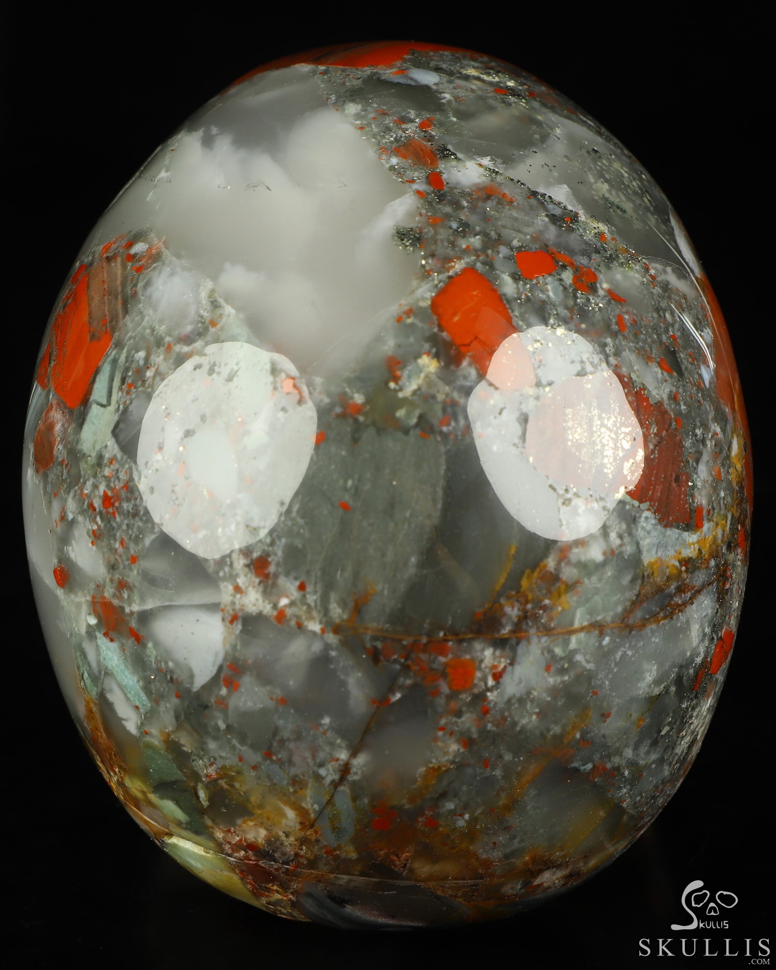 4.9" African Bloodstone Hand Carved Crystal Skull, Realistic, Crystal Healing 4.9" African Bloodstone Hand Carved Crystal Skull, Realistic, Crystal Healing
