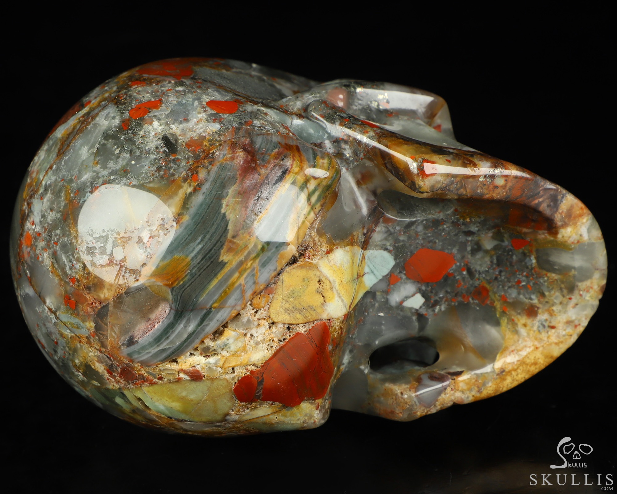 4.9" African Bloodstone Hand Carved Crystal Skull, Realistic, Crystal Healing 4.9" African Bloodstone Hand Carved Crystal Skull, Realistic, Crystal Healing