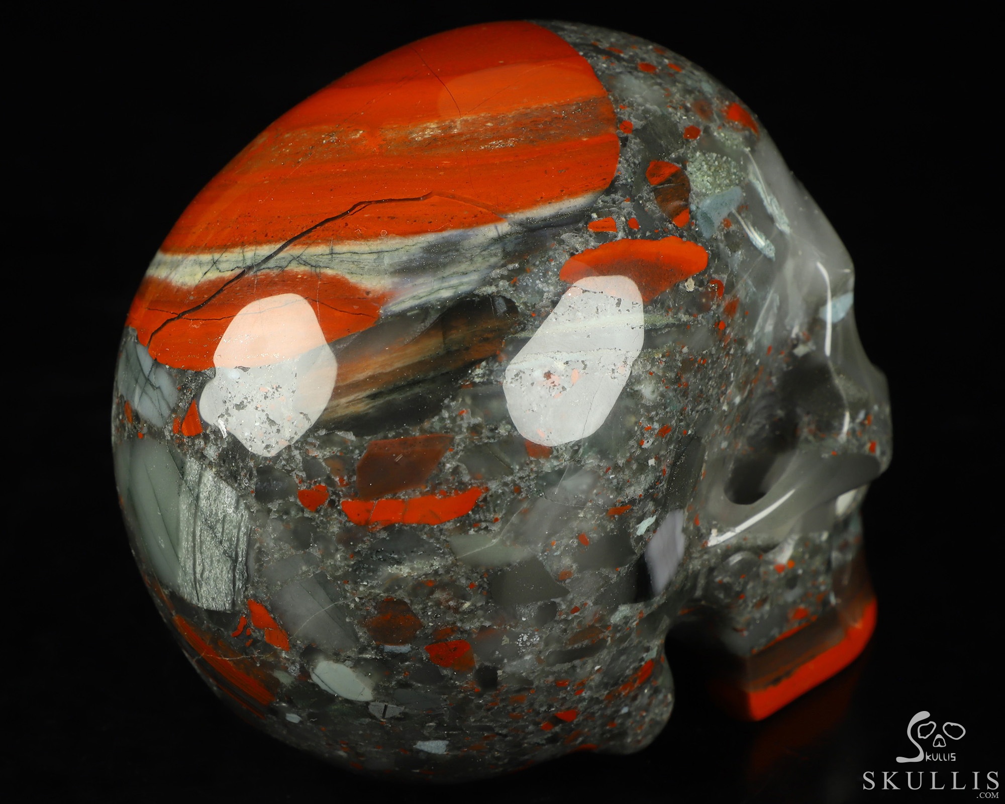 4.9" African Bloodstone Hand Carved Crystal Skull, Realistic, Crystal Healing 4.9" African Bloodstone Hand Carved Crystal Skull, Realistic, Crystal Healing