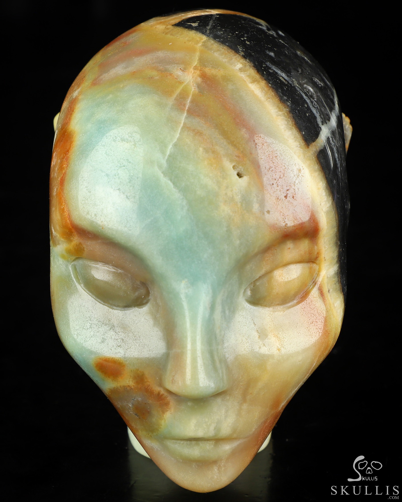 4.0" Chinese Amazonite Hand Carved Fairy Elf Alien Crystal Skull Companion Sculpture, Crystal Healing 4.0" Chinese Amazonite Hand Carved Fairy Elf Alien Crystal Skull Companion Sculpture, Crystal Healing
