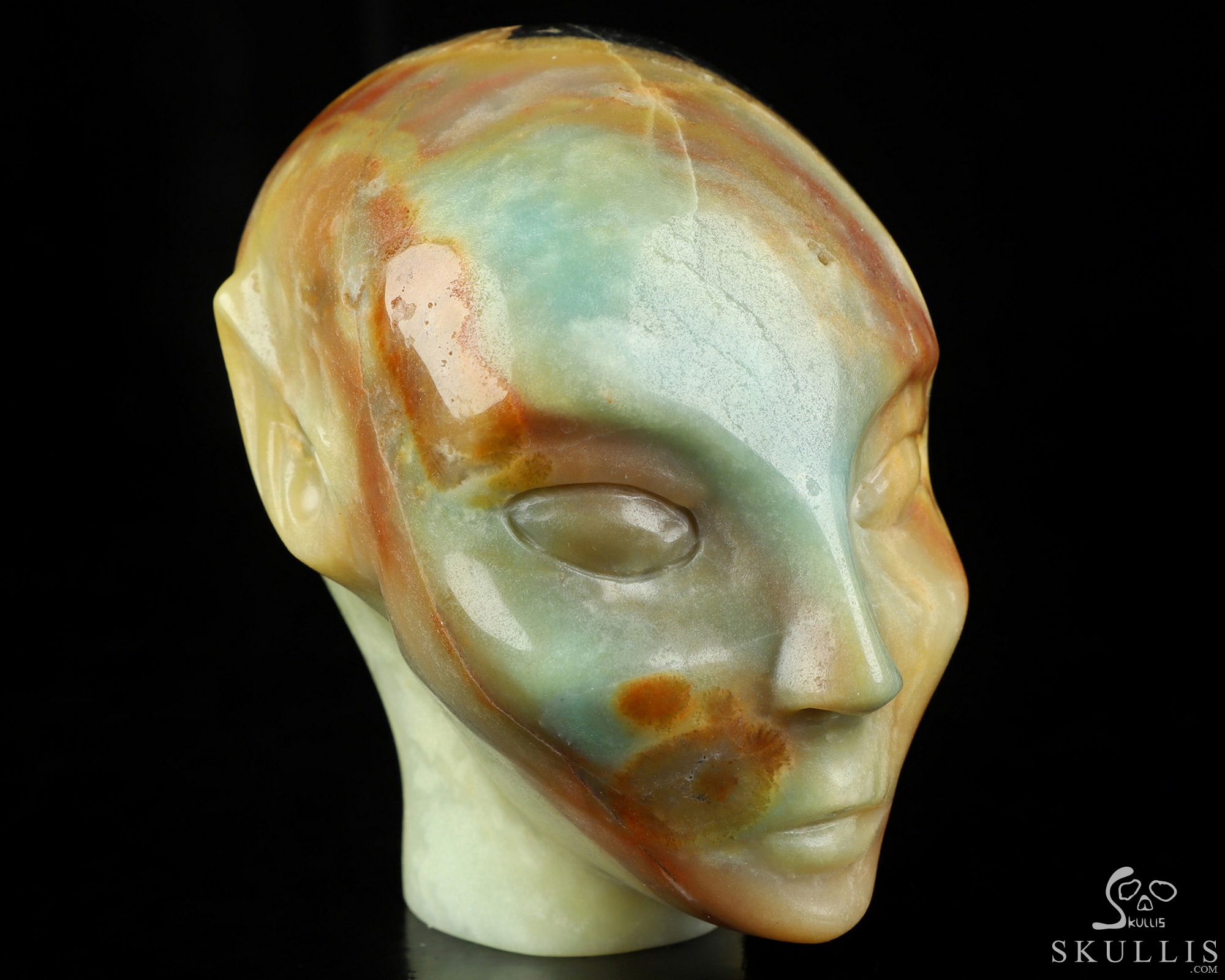 4.0" Chinese Amazonite Hand Carved Fairy Elf Alien Crystal Skull Companion Sculpture, Crystal Healing 4.0" Chinese Amazonite Hand Carved Fairy Elf Alien Crystal Skull Companion Sculpture, Crystal Healing