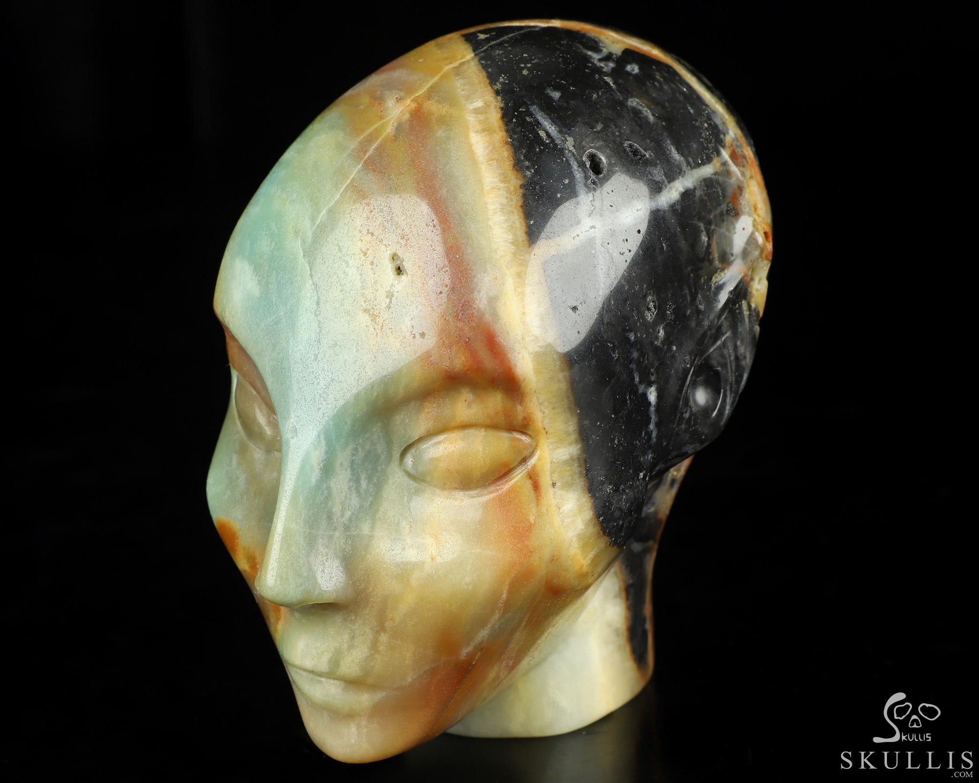 4.0" Chinese Amazonite Hand Carved Fairy Elf Alien Crystal Skull Companion Sculpture, Crystal Healing 4.0" Chinese Amazonite Hand Carved Fairy Elf Alien Crystal Skull Companion Sculpture, Crystal Healing