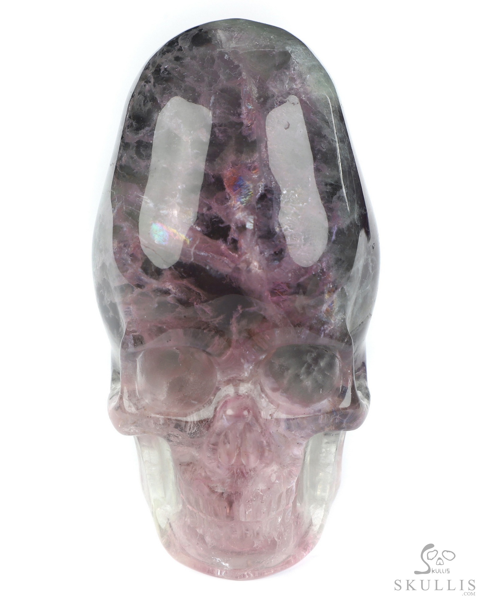 3.3" Fluorite Hand Carved Incan Crystal Skull Sculpture With Stand, Crystal Healing 3.3" Fluorite Hand Carved Incan Crystal Skull Sculpture With Stand, Crystal Healing