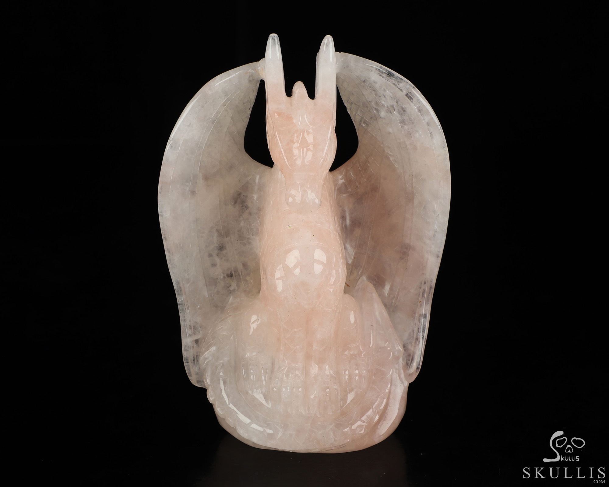 5.0" Rose Quartz Hand Carved Dragon Fine Art Sculpture, Crystal Healing 5.0" Rose Quartz Hand Carved Dragon Fine Art Sculpture, Crystal Healing