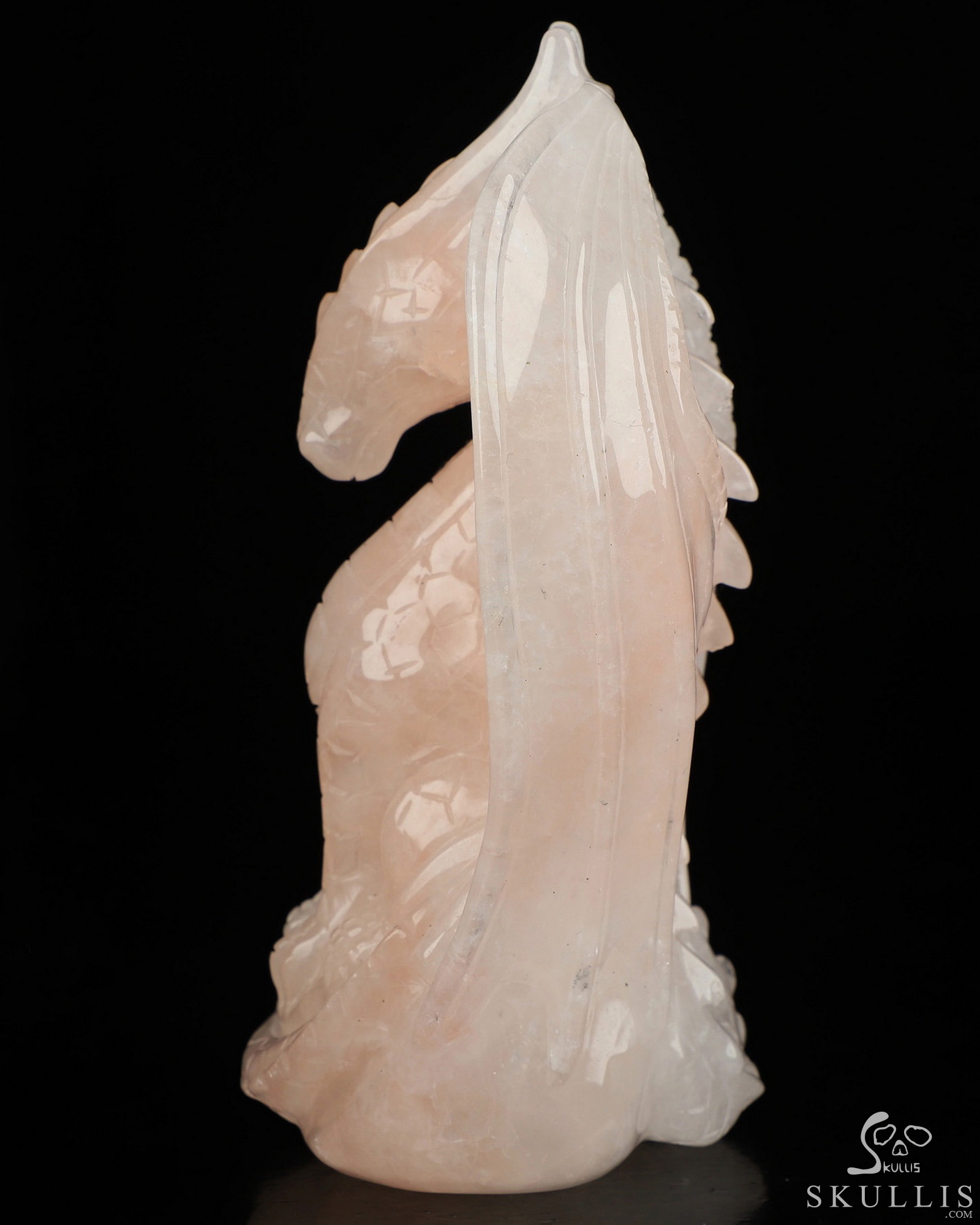 5.0" Rose Quartz Hand Carved Dragon Fine Art Sculpture, Crystal Healing 5.0" Rose Quartz Hand Carved Dragon Fine Art Sculpture, Crystal Healing