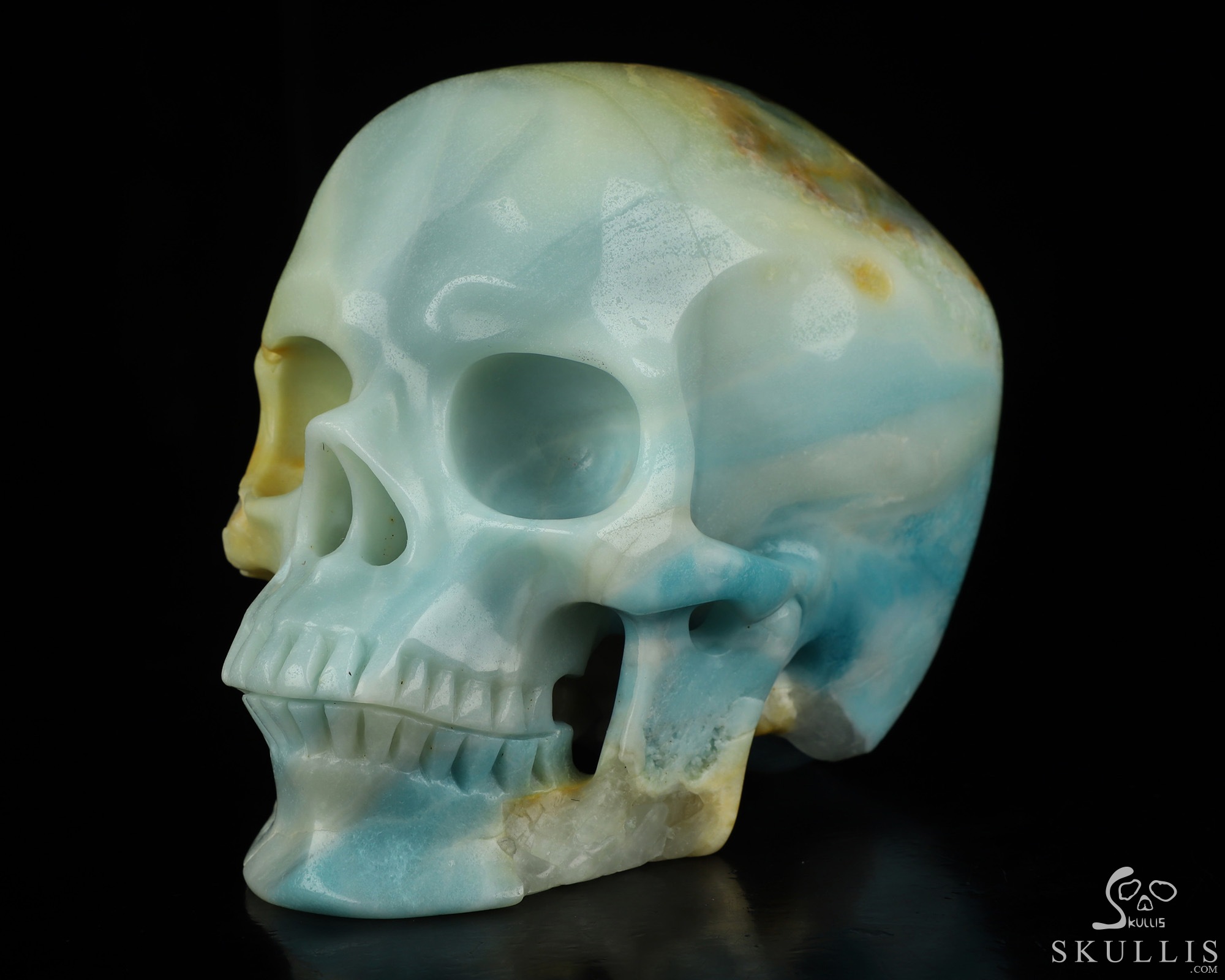 5.0" Chinese Amazonite Hand Carved Crystal Skull, Super Realistic, Crystal Healing 5.0" Chinese Amazonite Hand Carved Crystal Skull, Super Realistic, Crystal Healing