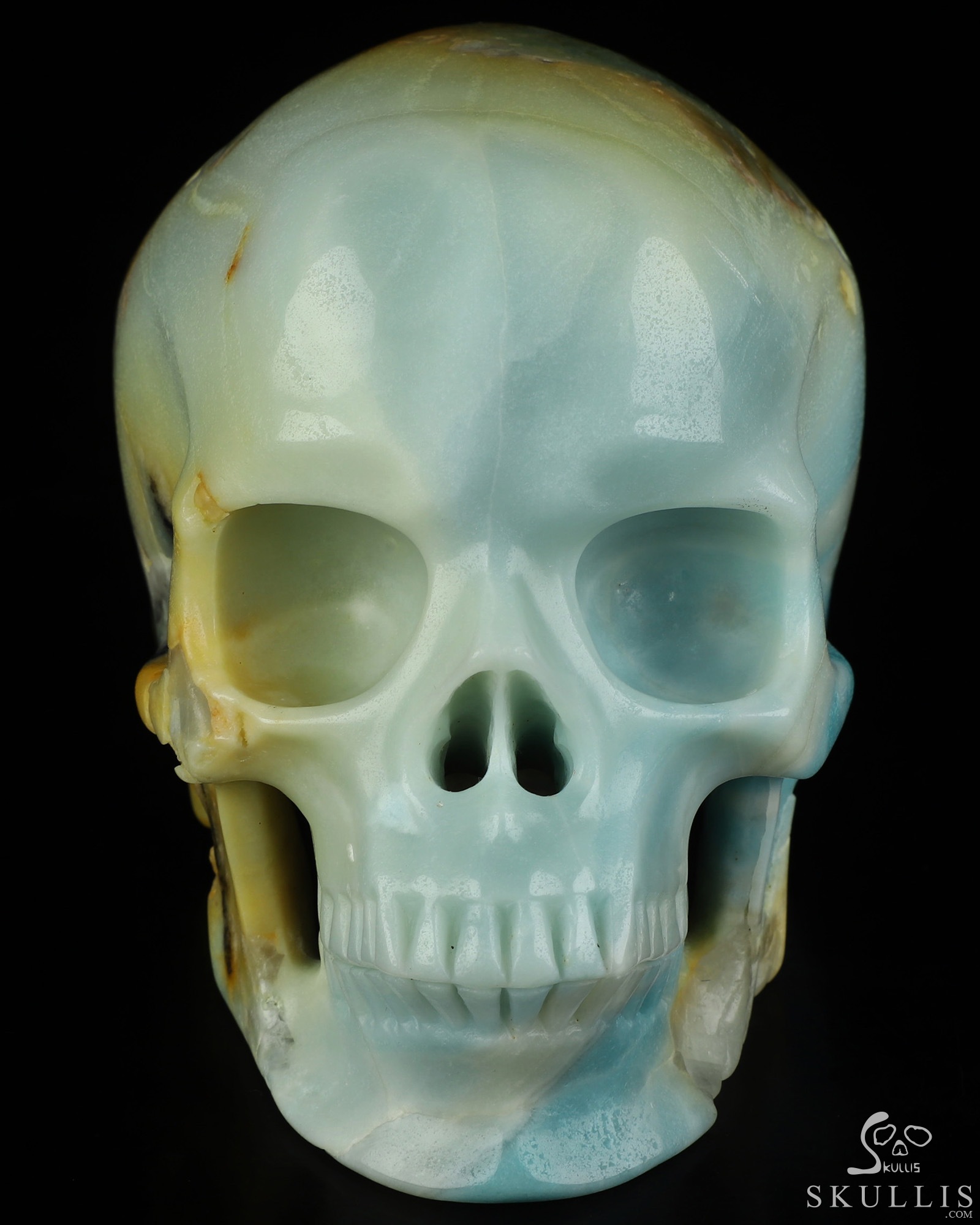 5.0" Chinese Amazonite Hand Carved Crystal Skull, Super Realistic, Crystal Healing 5.0" Chinese Amazonite Hand Carved Crystal Skull, Super Realistic, Crystal Healing