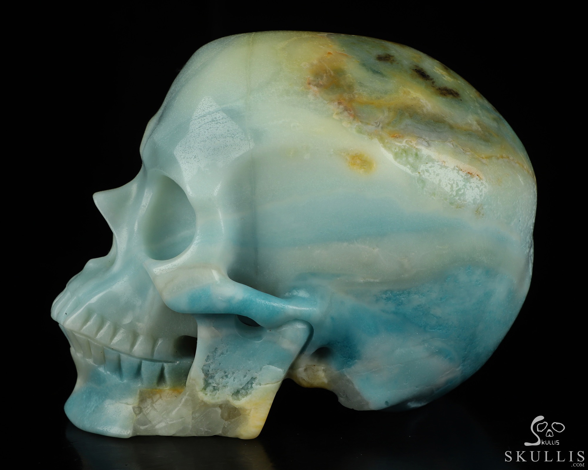 5.0" Chinese Amazonite Hand Carved Crystal Skull, Super Realistic, Crystal Healing 5.0" Chinese Amazonite Hand Carved Crystal Skull, Super Realistic, Crystal Healing