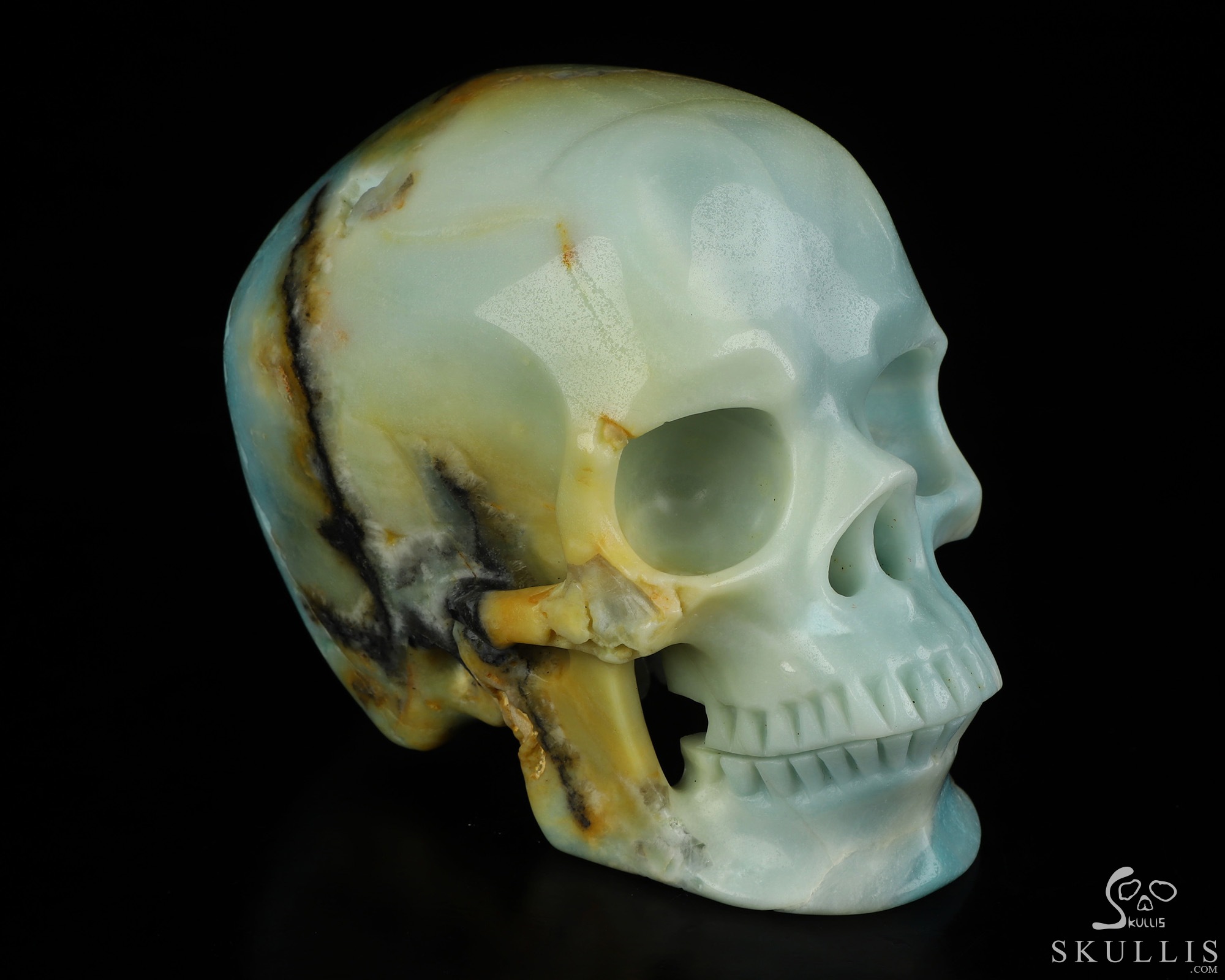 5.0" Chinese Amazonite Hand Carved Crystal Skull, Super Realistic, Crystal Healing 5.0" Chinese Amazonite Hand Carved Crystal Skull, Super Realistic, Crystal Healing