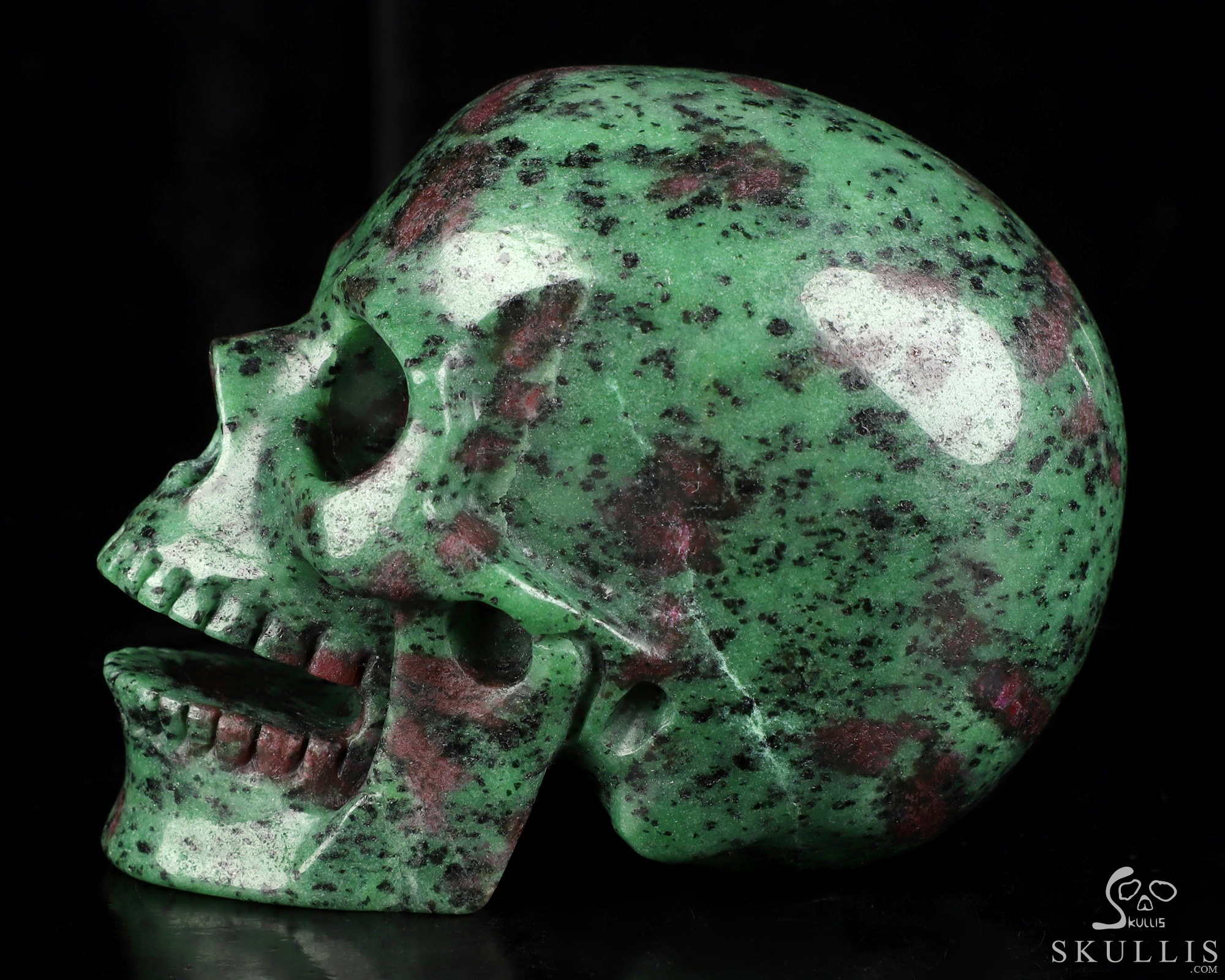 5.2" Ruby Zoisite Hand Carved Singing Crystal Skull Sculpture, Crystal Healing 5.2" Ruby Zoisite Hand Carved Singing Crystal Skull Sculpture, Crystal Healing