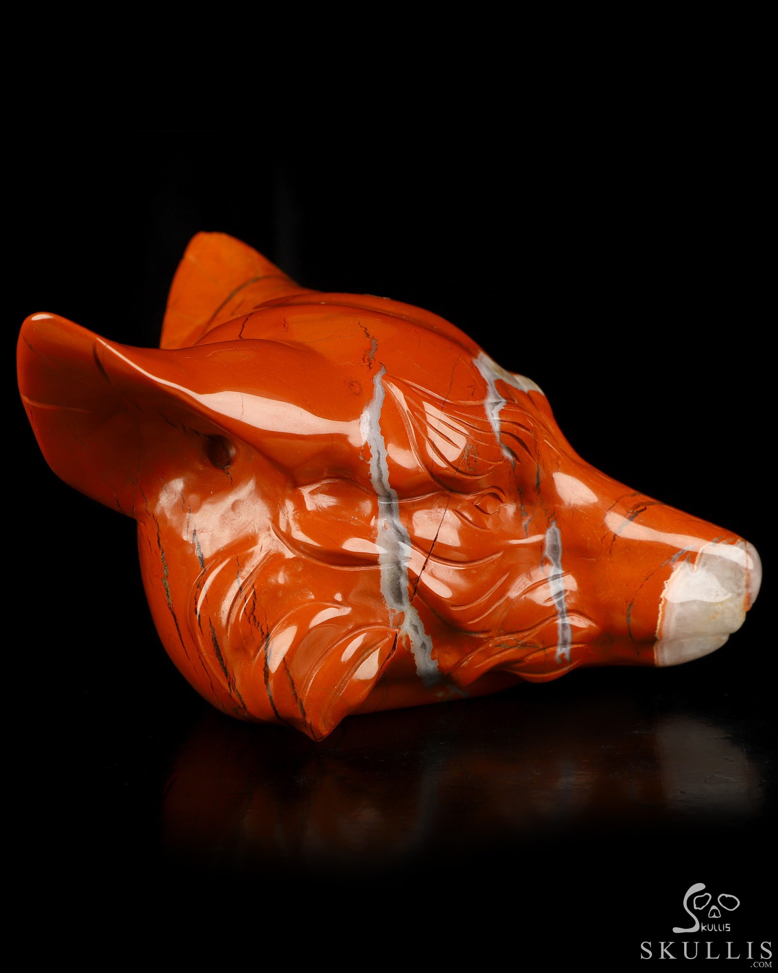 5.1" Red Jasper Hand Carved Crystal Fox Fine Art Sculpture, Crystal Healing 5.1" Red Jasper Hand Carved Crystal Fox Fine Art Sculpture, Crystal Healing
