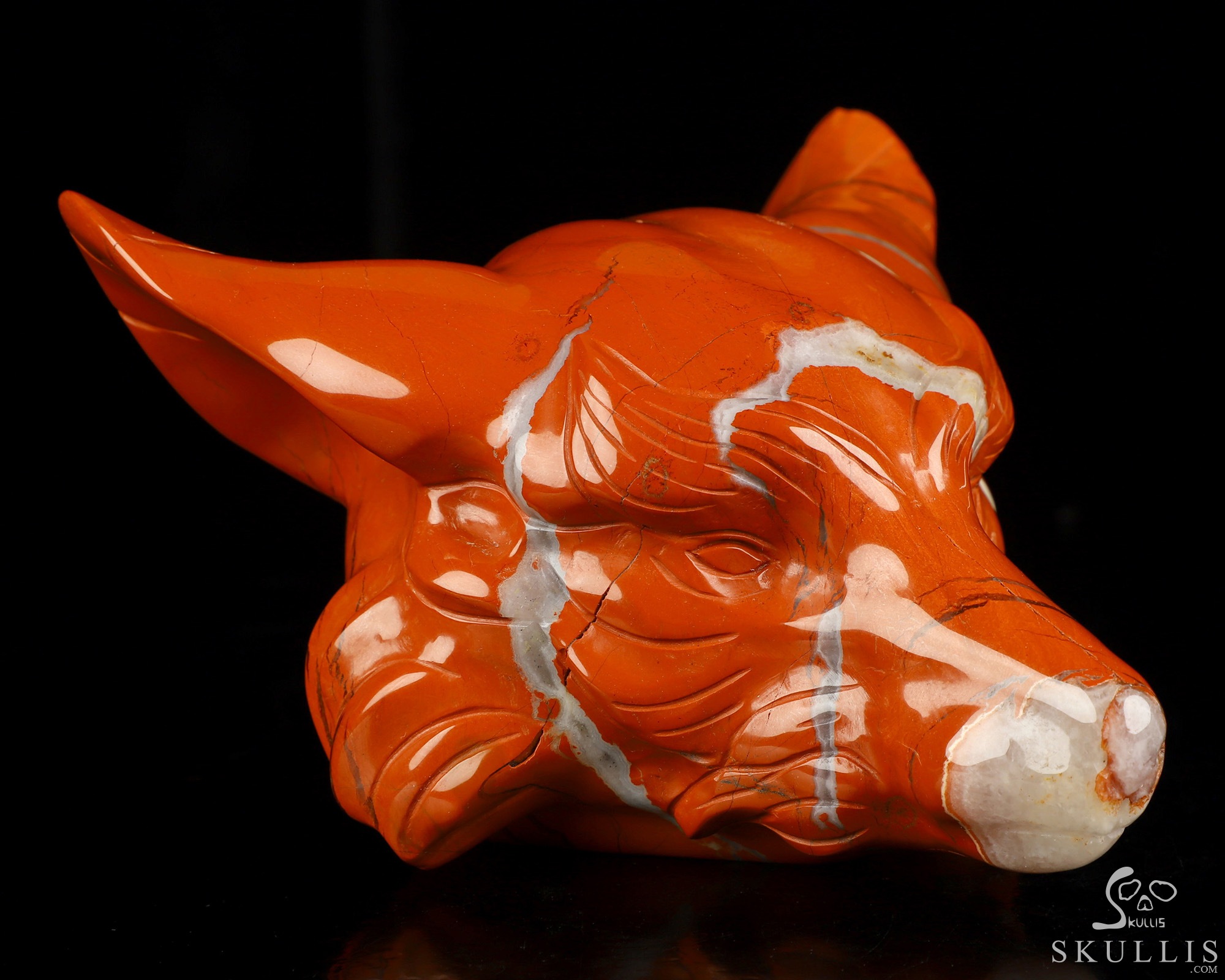 5.1" Red Jasper Hand Carved Crystal Fox Fine Art Sculpture, Crystal Healing 5.1" Red Jasper Hand Carved Crystal Fox Fine Art Sculpture, Crystal Healing