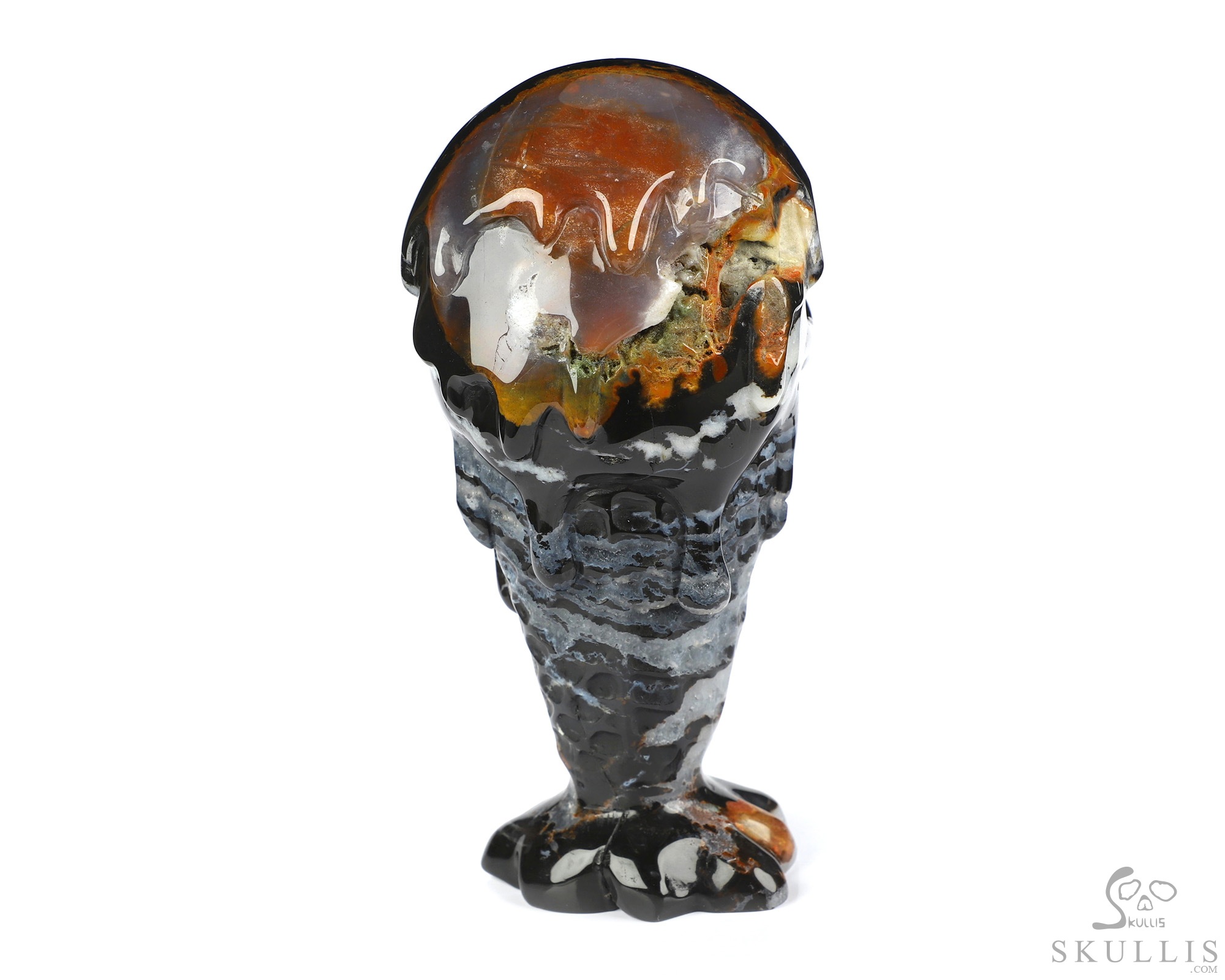 5.7" Black Zebra Agate Hand Carved Icecream Crystal Skull Fine Art Sculpture, Crystal Healing 5.7" Black Zebra Agate Hand Carved Icecream Crystal Skull Fine Art Sculpture, Crystal Healing