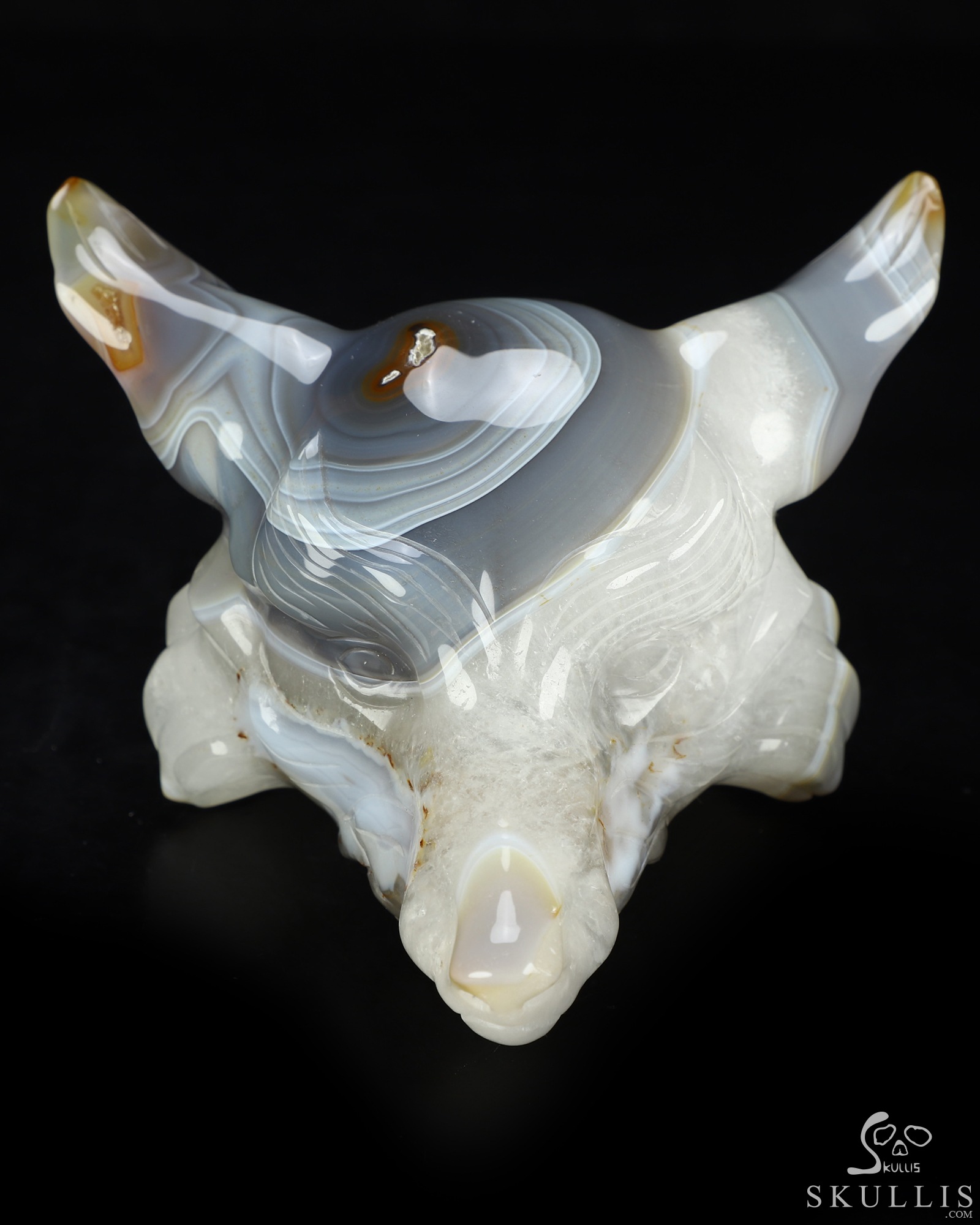 5.2" Premium Brazilian Agate Hand Carved Crystal Fox Fine Art Sculpture, Crystal Healing 5.2" Premium Brazilian Agate Hand Carved Crystal Fox Fine Art Sculpture, Crystal Healing