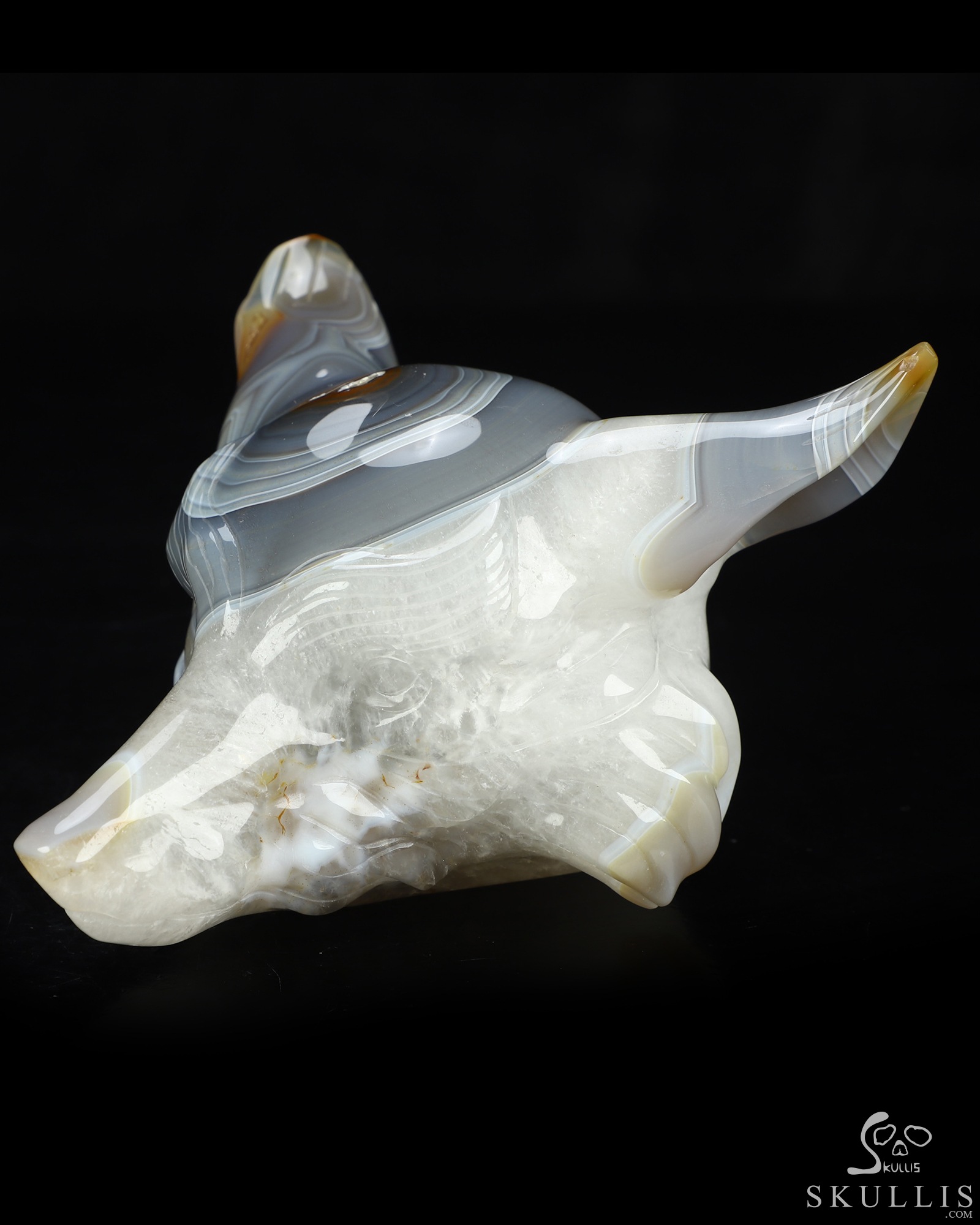 5.2" Premium Brazilian Agate Hand Carved Crystal Fox Fine Art Sculpture, Crystal Healing 5.2" Premium Brazilian Agate Hand Carved Crystal Fox Fine Art Sculpture, Crystal Healing