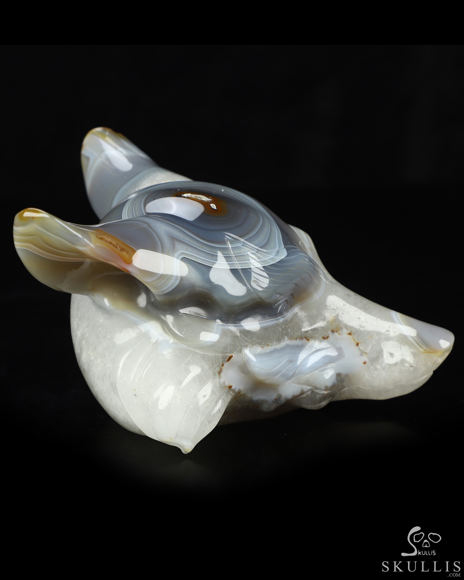5.2" Premium Brazilian Agate Hand Carved Crystal Fox Fine Art Sculpture, Crystal Healing 5.2" Premium Brazilian Agate Hand Carved Crystal Fox Fine Art Sculpture, Crystal Healing