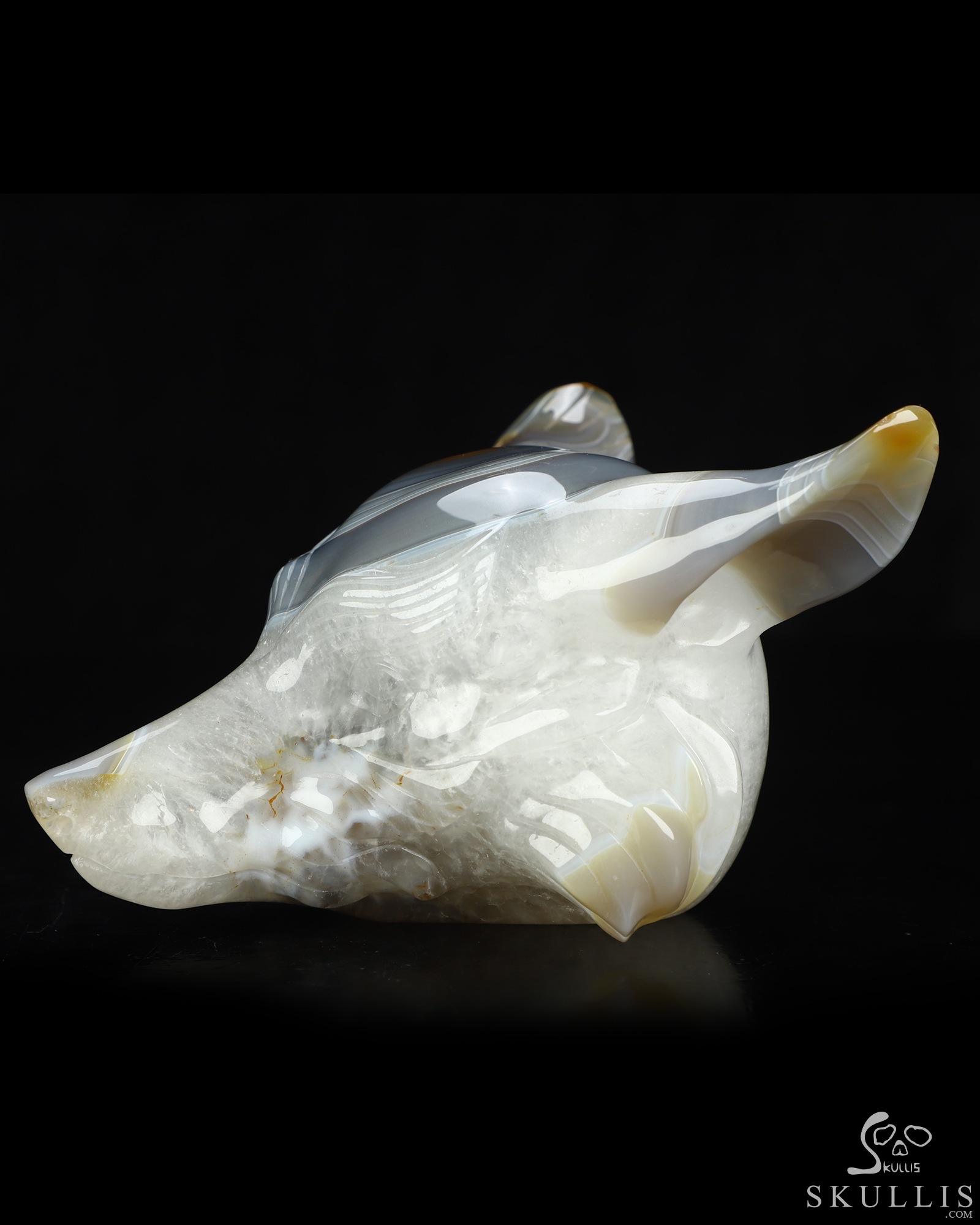 5.2" Premium Brazilian Agate Hand Carved Crystal Fox Fine Art Sculpture, Crystal Healing 5.2" Premium Brazilian Agate Hand Carved Crystal Fox Fine Art Sculpture, Crystal Healing