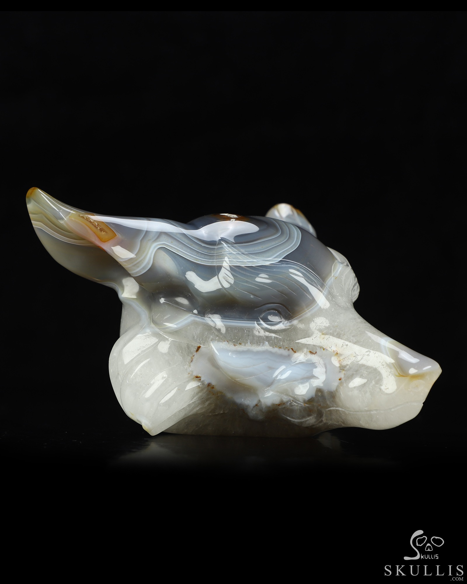 5.2" Premium Brazilian Agate Hand Carved Crystal Fox Fine Art Sculpture, Crystal Healing 5.2" Premium Brazilian Agate Hand Carved Crystal Fox Fine Art Sculpture, Crystal Healing