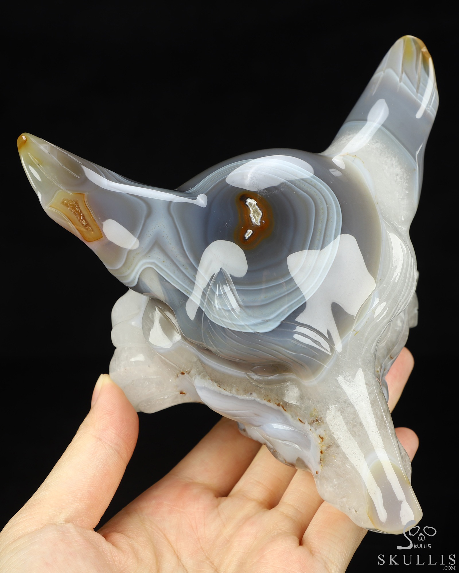 5.2" Premium Brazilian Agate Hand Carved Crystal Fox Fine Art Sculpture, Crystal Healing 5.2" Premium Brazilian Agate Hand Carved Crystal Fox Fine Art Sculpture, Crystal Healing