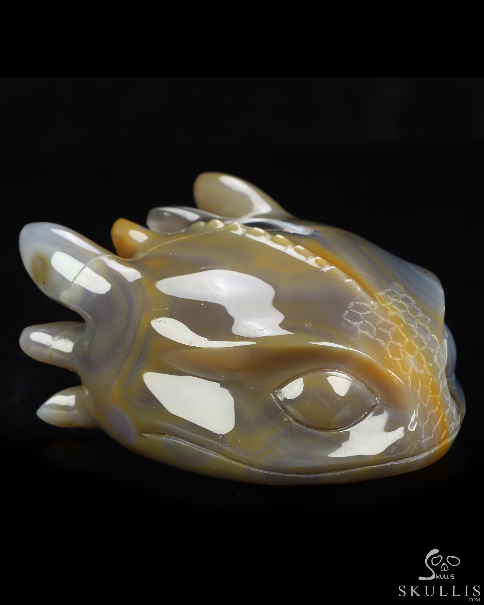 4.8" Banded Agate Hand Carved Crystal Toothless Dragon Fine Art Sculpture, Crystal Healing 4.8" Banded Agate Hand Carved Crystal Toothless Dragon Fine Art Sculpture, Crystal Healing