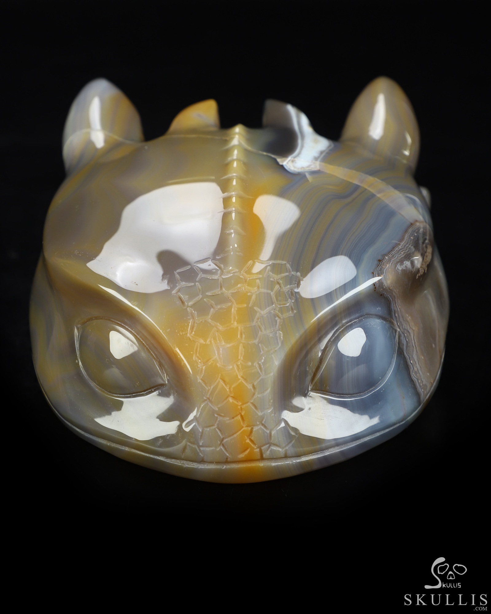4.8" Banded Agate Hand Carved Crystal Toothless Dragon Fine Art Sculpture, Crystal Healing 4.8" Banded Agate Hand Carved Crystal Toothless Dragon Fine Art Sculpture, Crystal Healing