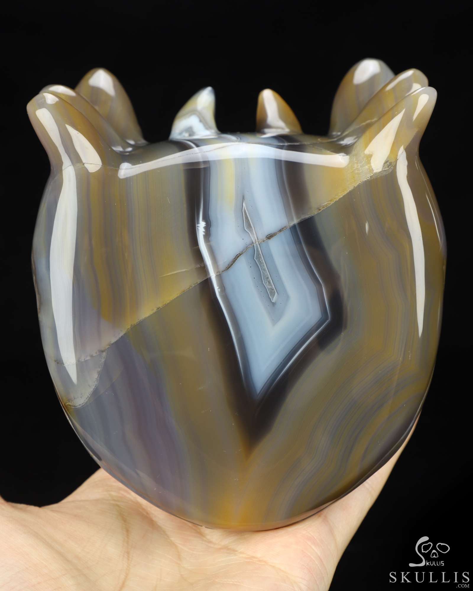 4.8" Banded Agate Hand Carved Crystal Toothless Dragon Fine Art Sculpture, Crystal Healing 4.8" Banded Agate Hand Carved Crystal Toothless Dragon Fine Art Sculpture, Crystal Healing