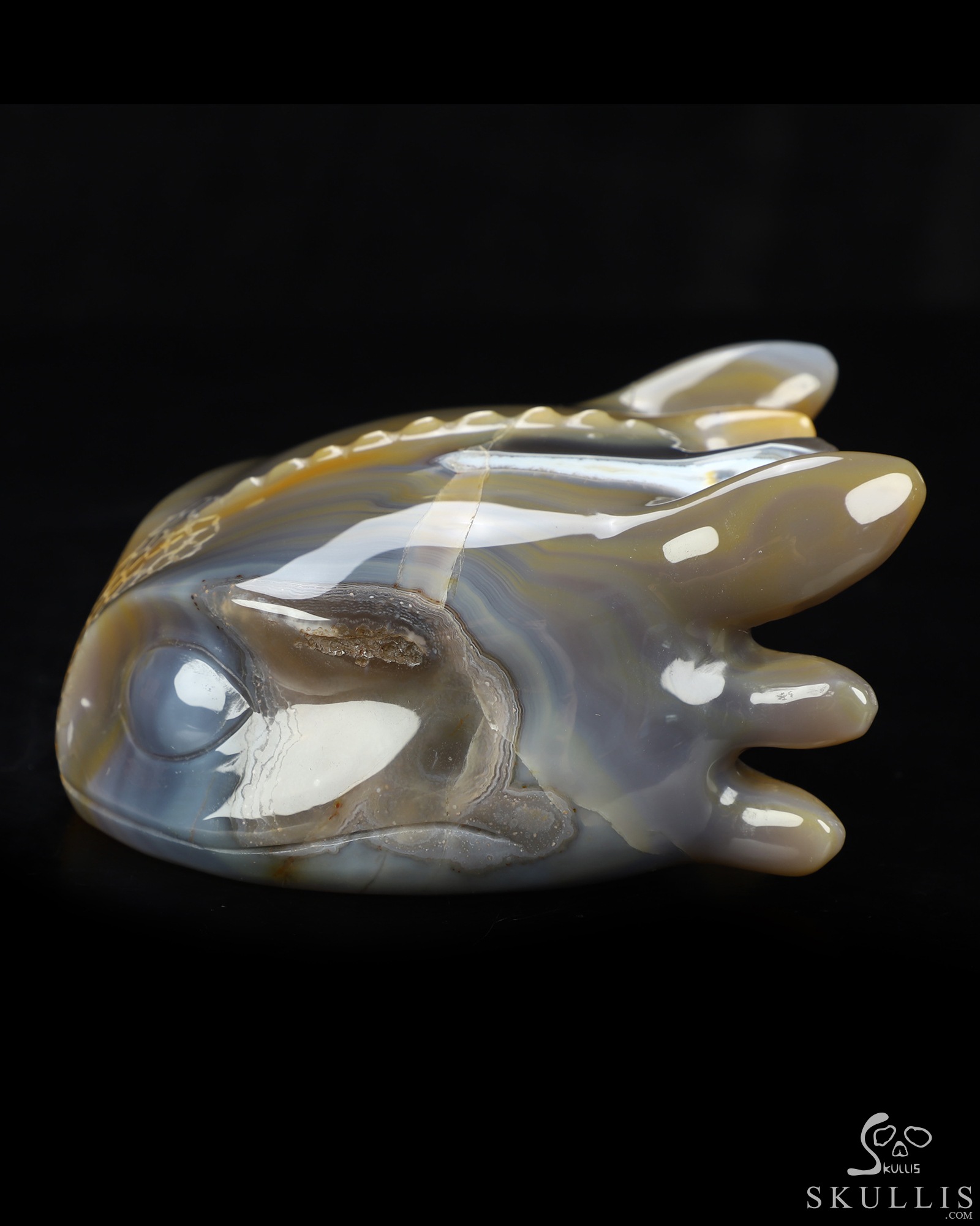 4.8" Banded Agate Hand Carved Crystal Toothless Dragon Fine Art Sculpture, Crystal Healing 4.8" Banded Agate Hand Carved Crystal Toothless Dragon Fine Art Sculpture, Crystal Healing