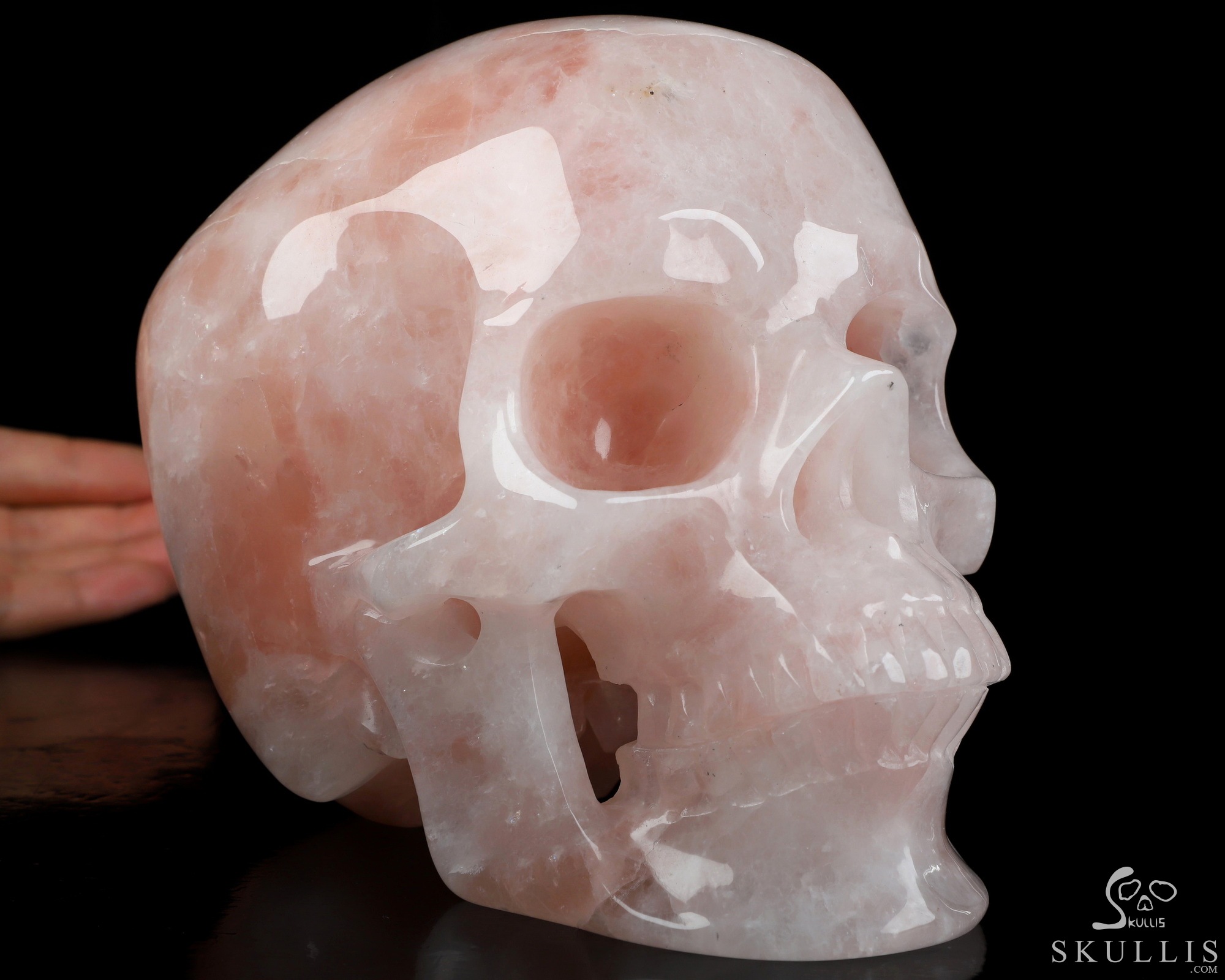 Lifesized 6.8" Rose Quartz Hand Carved Crystal Skull, Super Realistic, Crystal Healing Lifesized 6.8" Rose Quartz Hand Carved Crystal Skull, Super Realistic, Crystal Healing