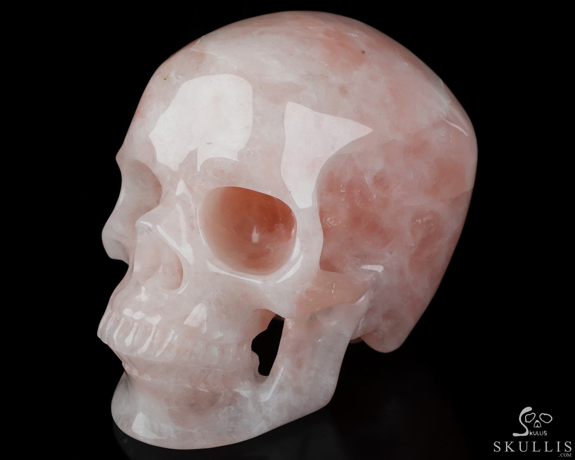 Lifesized 6.8" Rose Quartz Hand Carved Crystal Skull, Super Realistic, Crystal Healing Lifesized 6.8" Rose Quartz Hand Carved Crystal Skull, Super Realistic, Crystal Healing