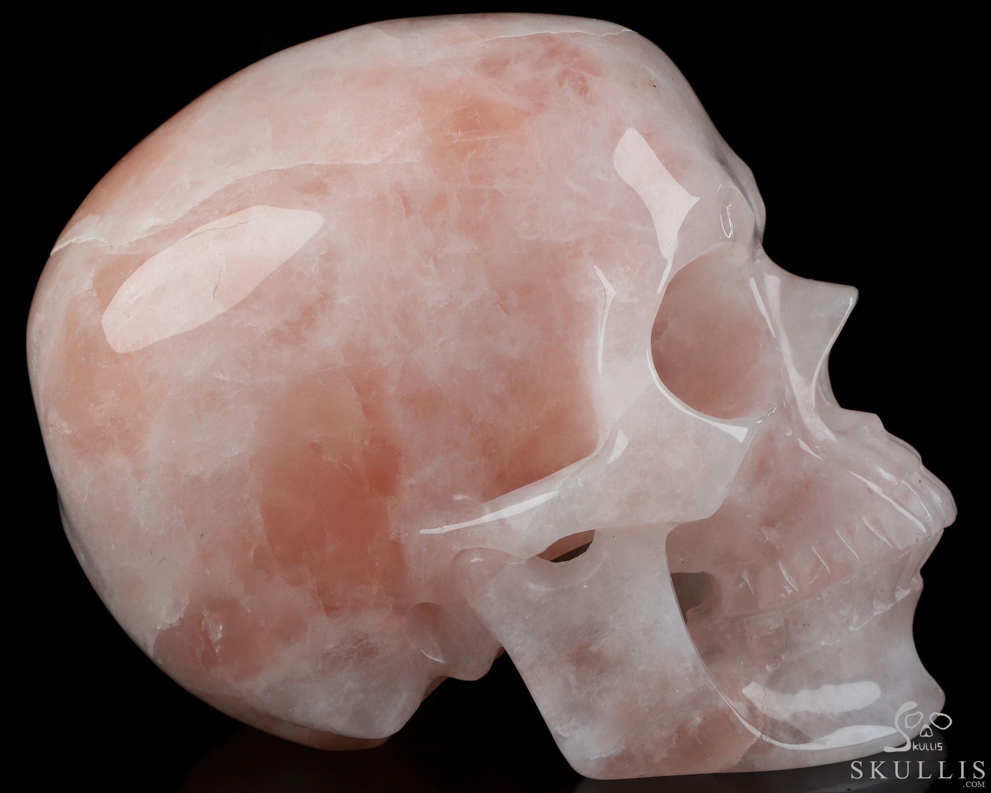 Lifesized 6.8" Rose Quartz Hand Carved Crystal Skull, Super Realistic, Crystal Healing Lifesized 6.8" Rose Quartz Hand Carved Crystal Skull, Super Realistic, Crystal Healing