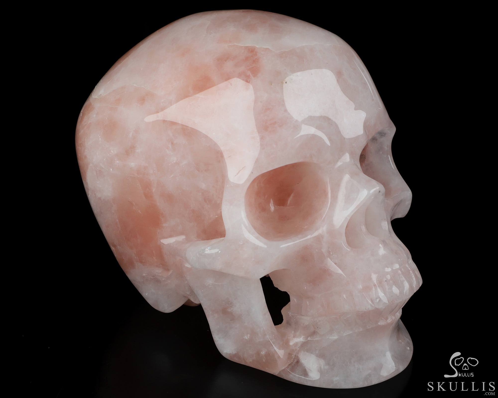Lifesized 6.8" Rose Quartz Hand Carved Crystal Skull, Super Realistic, Crystal Healing Lifesized 6.8" Rose Quartz Hand Carved Crystal Skull, Super Realistic, Crystal Healing