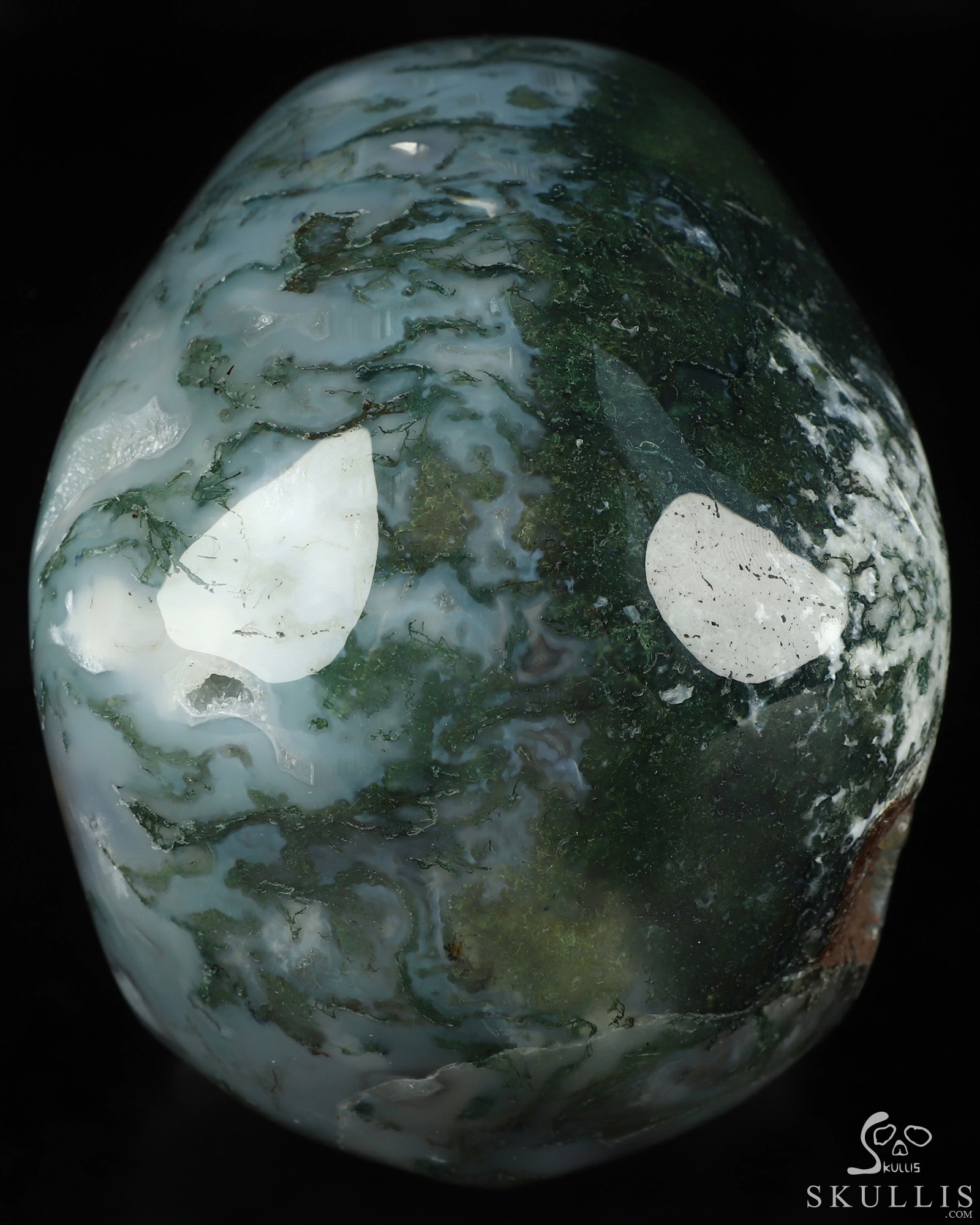 5.1" Green Moss Agate Hand Carved Crystal Skull, Super Realistic, Crystal Healing 5.1" Green Moss Agate Hand Carved Crystal Skull, Super Realistic, Crystal Healing