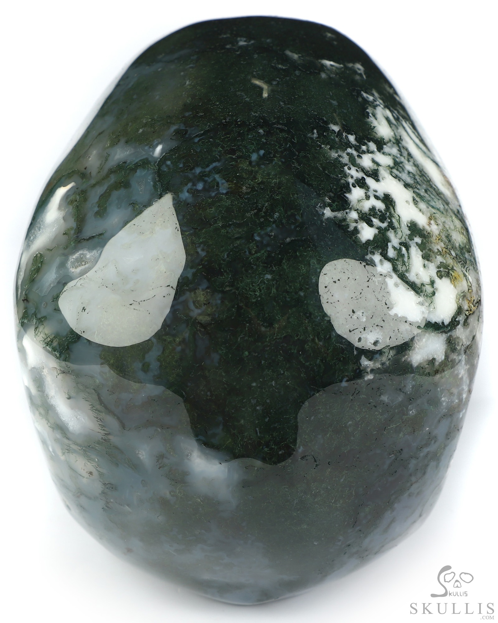 5.1" Green Moss Agate Hand Carved Crystal Skull, Super Realistic, Crystal Healing 5.1" Green Moss Agate Hand Carved Crystal Skull, Super Realistic, Crystal Healing