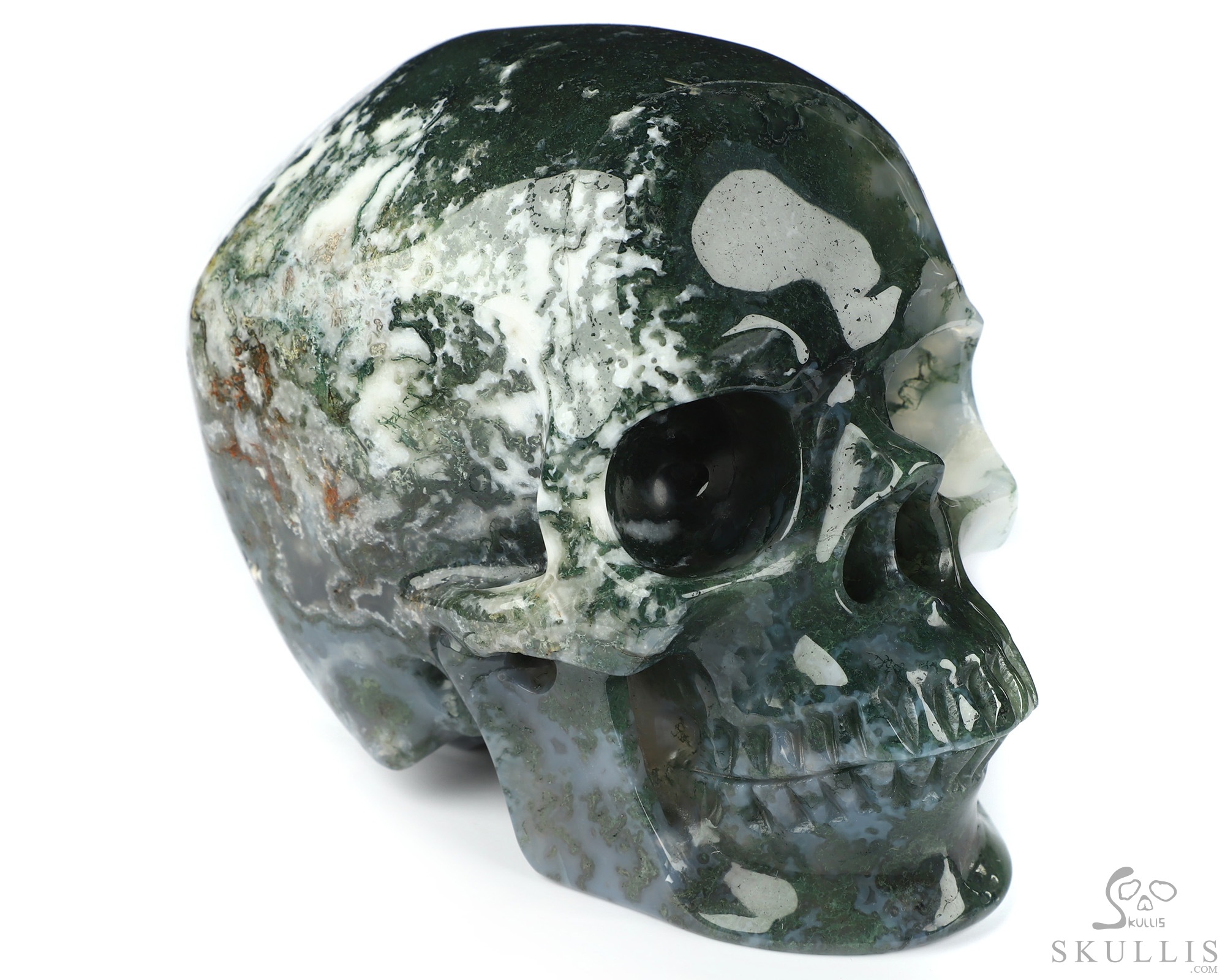 5.1" Green Moss Agate Hand Carved Crystal Skull, Super Realistic, Crystal Healing 5.1" Green Moss Agate Hand Carved Crystal Skull, Super Realistic, Crystal Healing