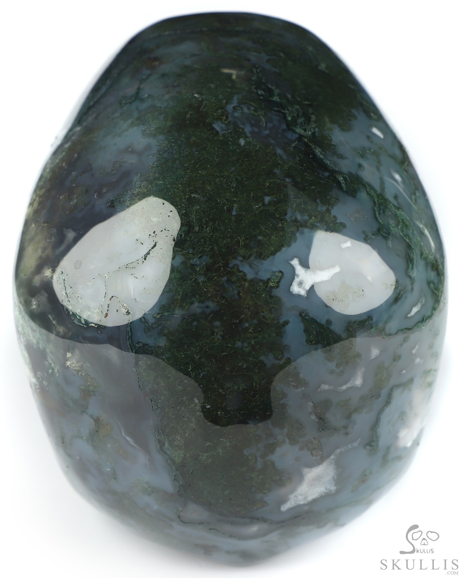 4.4" Green Moss Agate Hand Carved Crystal Skull, Super Realistic, Crystal Healing 4.4" Green Moss Agate Hand Carved Crystal Skull, Super Realistic, Crystal Healing