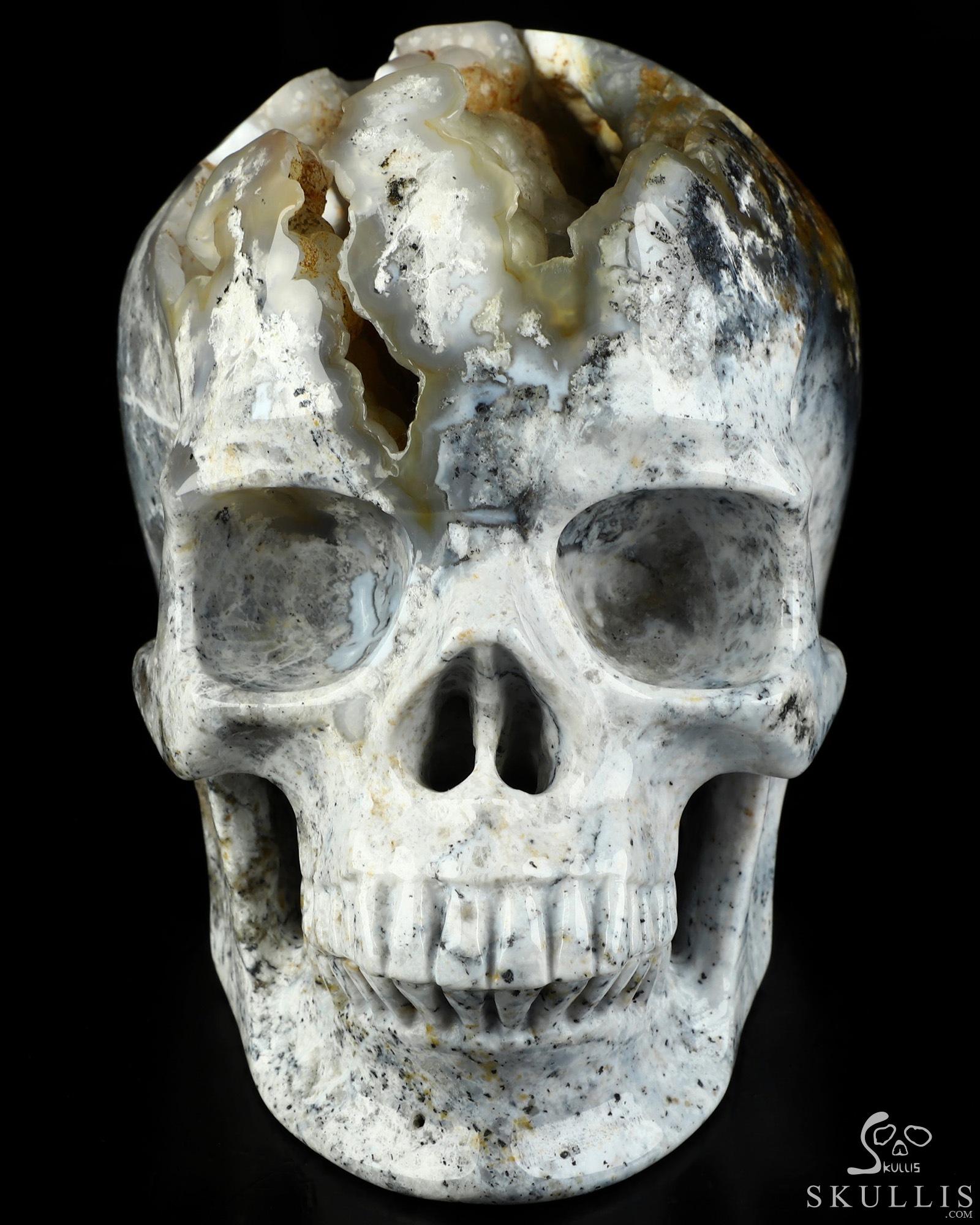 Lifesized 6.7" Flower Agate Hand Carved Crystal Skull, Super Realistic, Crystal Healing Lifesized 6.7" Flower Agate Hand Carved Crystal Skull, Super Realistic, Crystal Healing