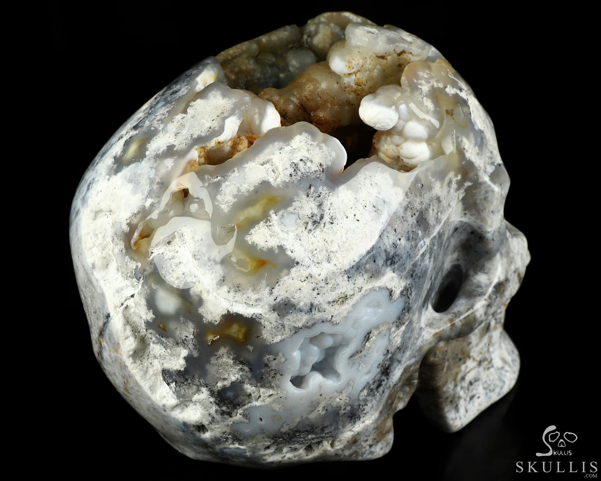 Lifesized 6.7" Flower Agate Hand Carved Crystal Skull, Super Realistic, Crystal Healing Lifesized 6.7" Flower Agate Hand Carved Crystal Skull, Super Realistic, Crystal Healing