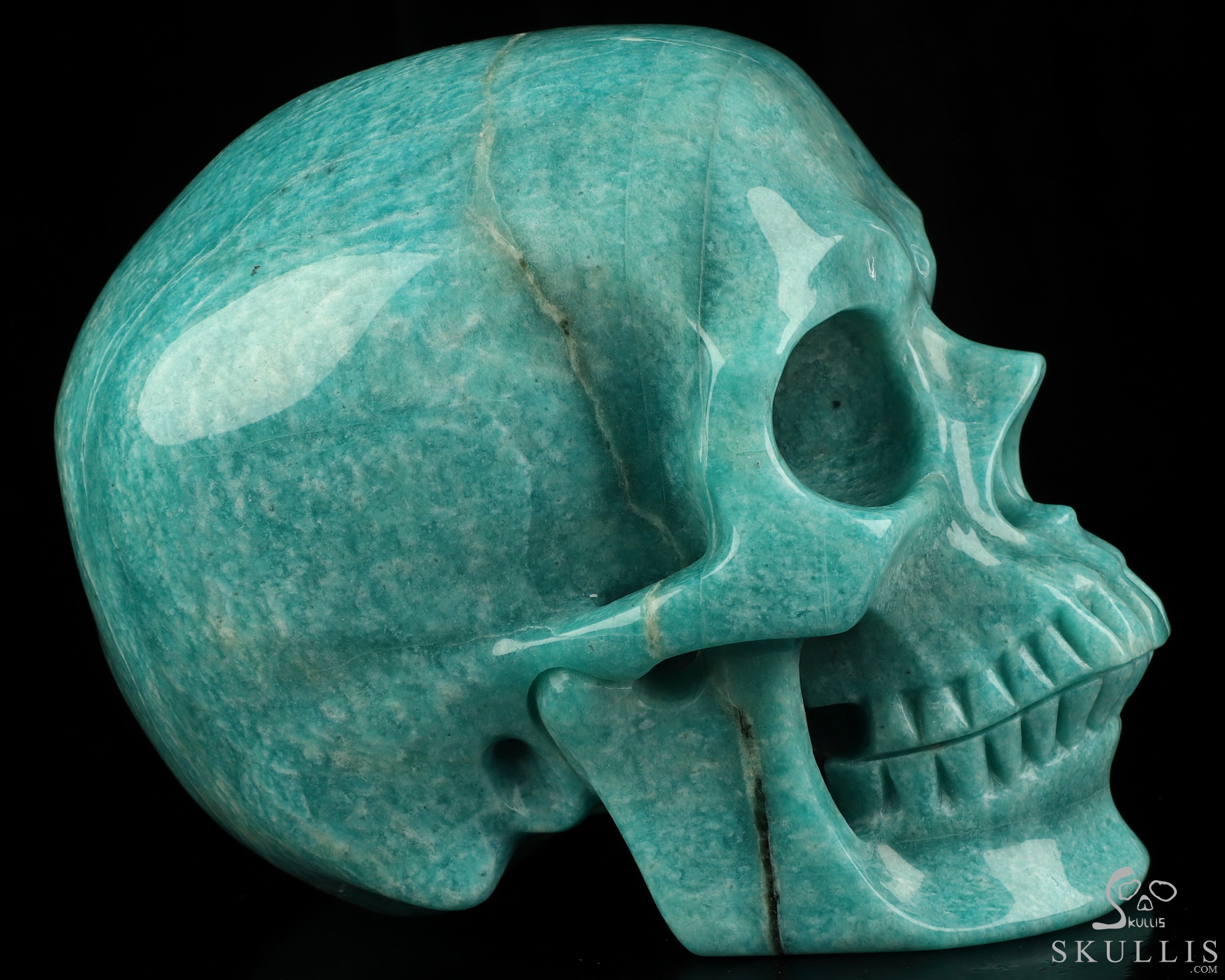 Lifesized 6.9" Amazonite Hand Carved Crystal Skull, Super Realistic, Crystal Healing Lifesized 6.9" Amazonite Hand Carved Crystal Skull, Super Realistic, Crystal Healing