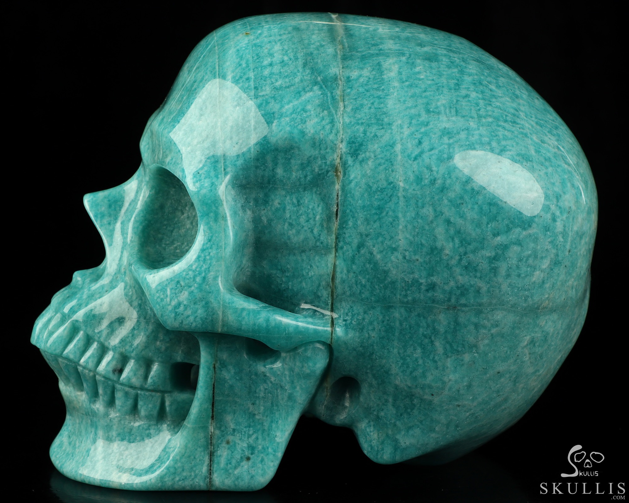 Lifesized 6.9" Amazonite Hand Carved Crystal Skull, Super Realistic, Crystal Healing Lifesized 6.9" Amazonite Hand Carved Crystal Skull, Super Realistic, Crystal Healing