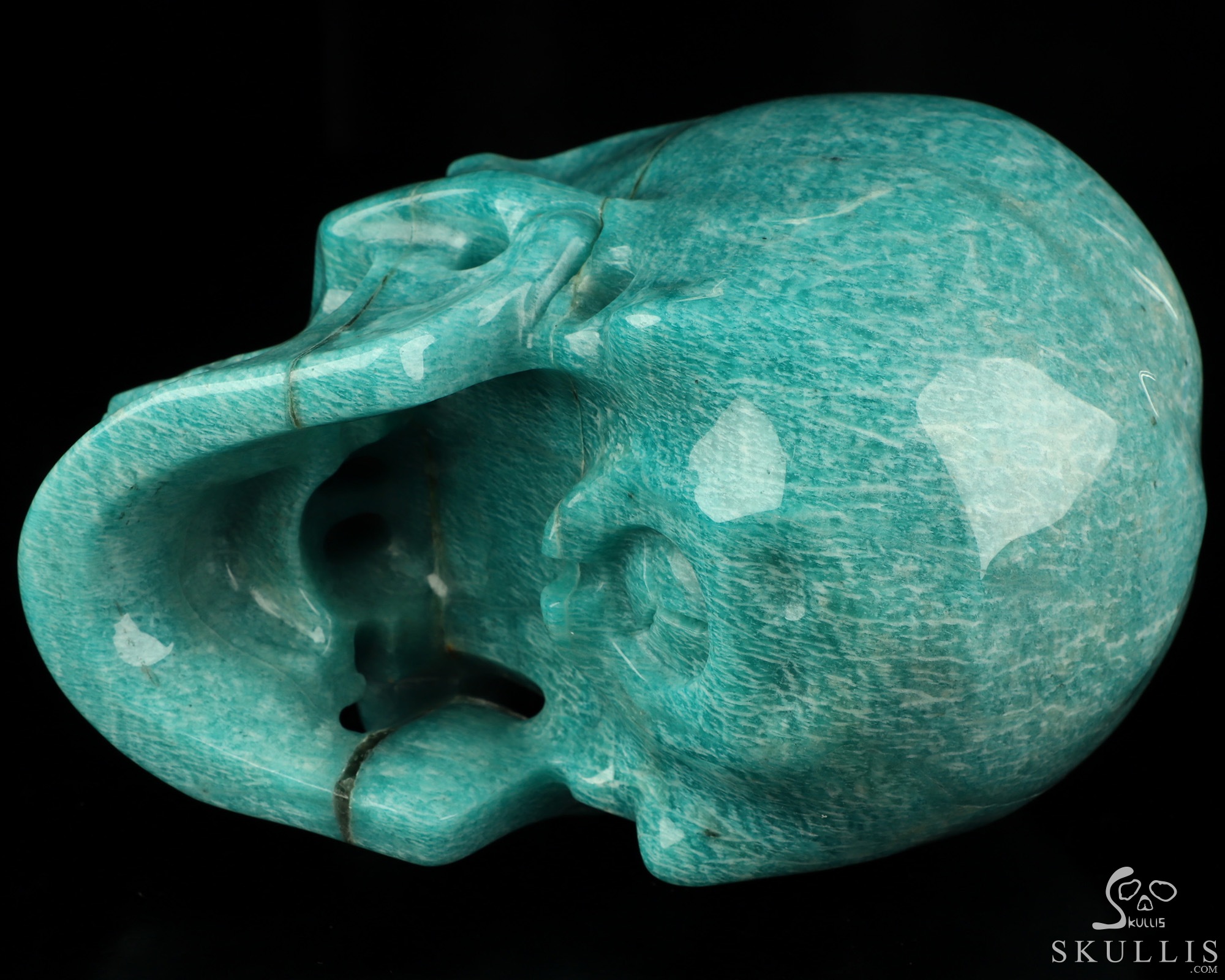 Lifesized 6.9" Amazonite Hand Carved Crystal Skull, Super Realistic, Crystal Healing Lifesized 6.9" Amazonite Hand Carved Crystal Skull, Super Realistic, Crystal Healing