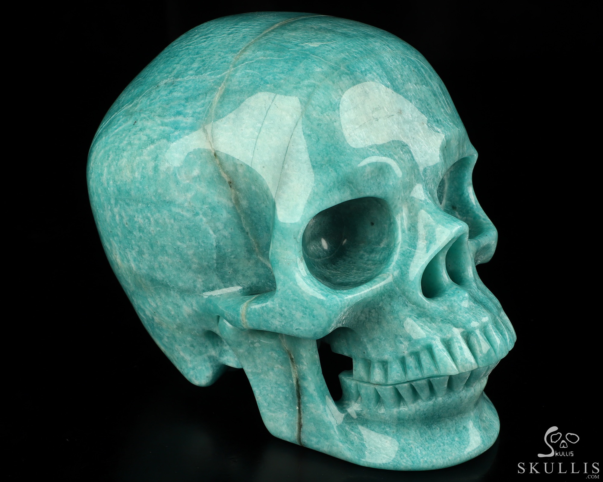 Lifesized 6.9" Amazonite Hand Carved Crystal Skull, Super Realistic, Crystal Healing Lifesized 6.9" Amazonite Hand Carved Crystal Skull, Super Realistic, Crystal Healing