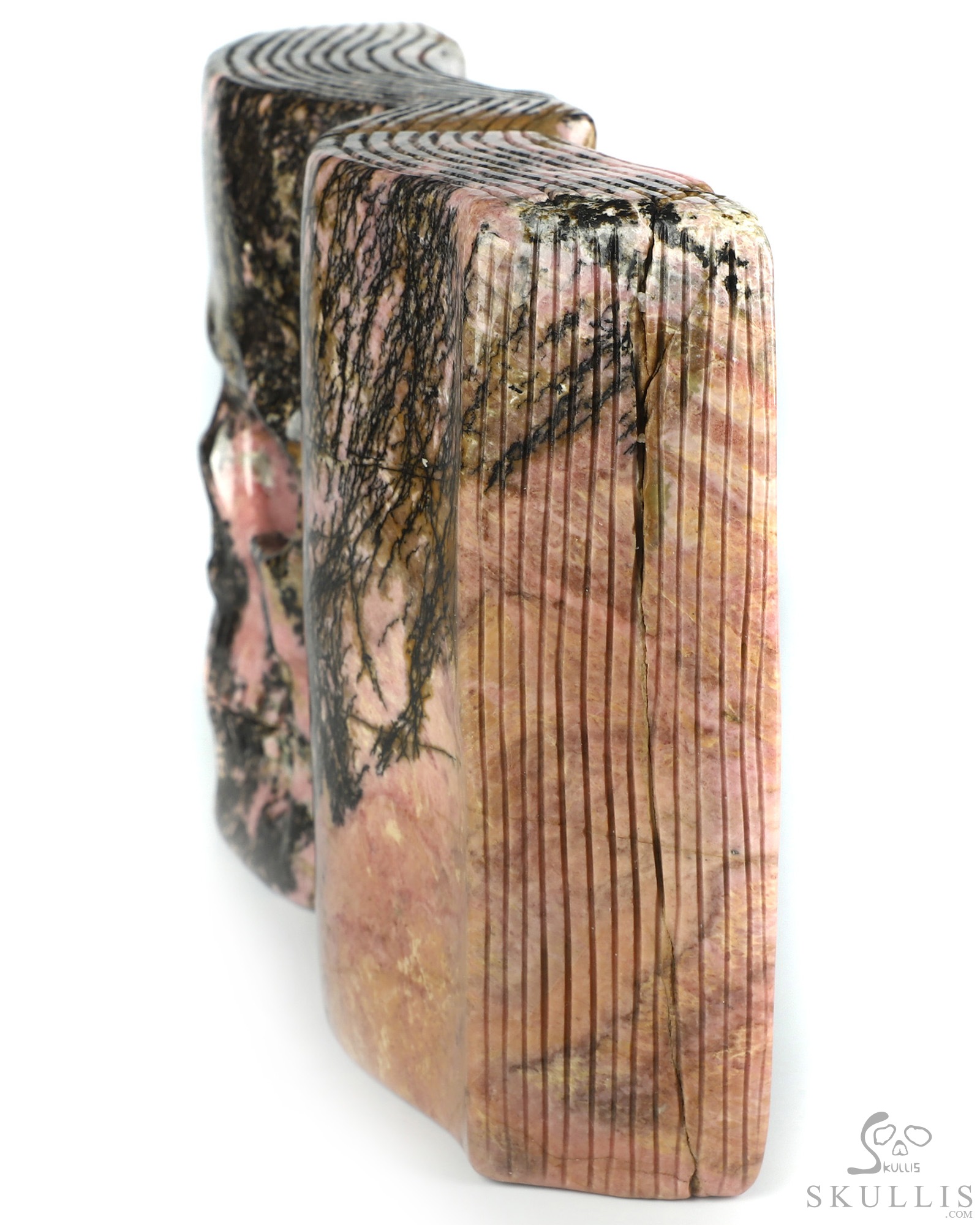 8.3" Pink & Black Rhodonite Hand Carved Crystal Skull Book Fine Art Sculpture, Crystal Healing 8.3" Pink & Black Rhodonite Hand Carved Crystal Skull Book Fine Art Sculpture, Crystal Healing