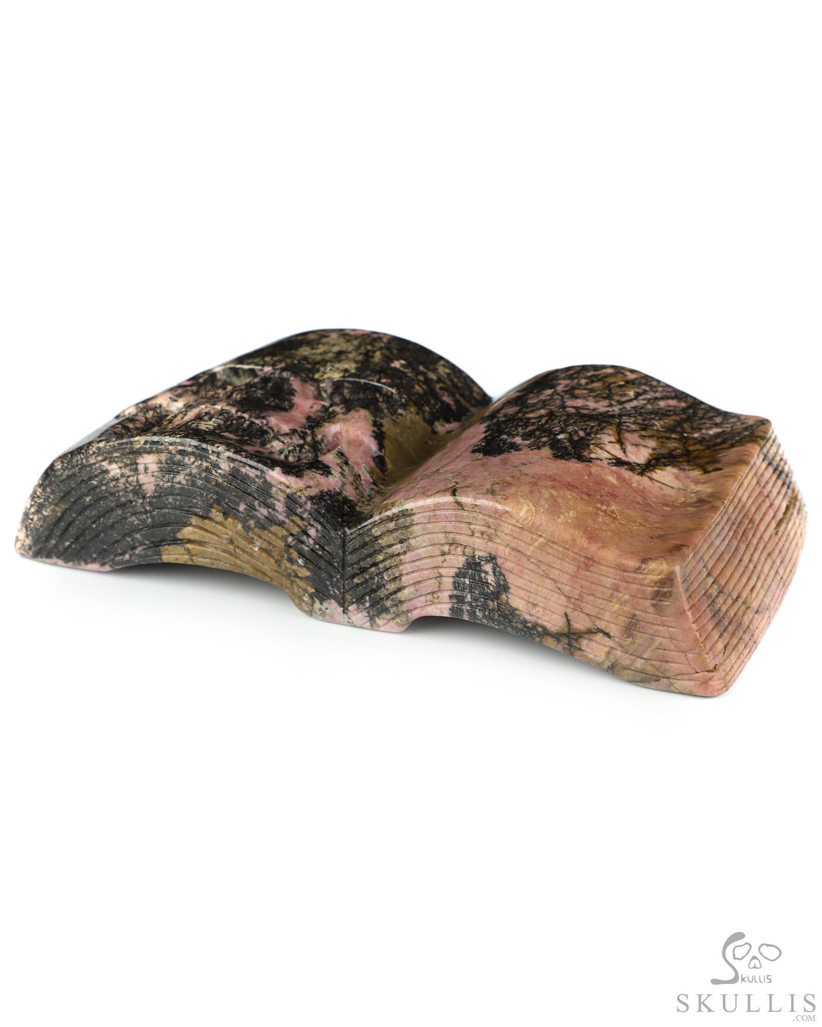 8.3" Pink & Black Rhodonite Hand Carved Crystal Skull Book Fine Art Sculpture, Crystal Healing 8.3" Pink & Black Rhodonite Hand Carved Crystal Skull Book Fine Art Sculpture, Crystal Healing
