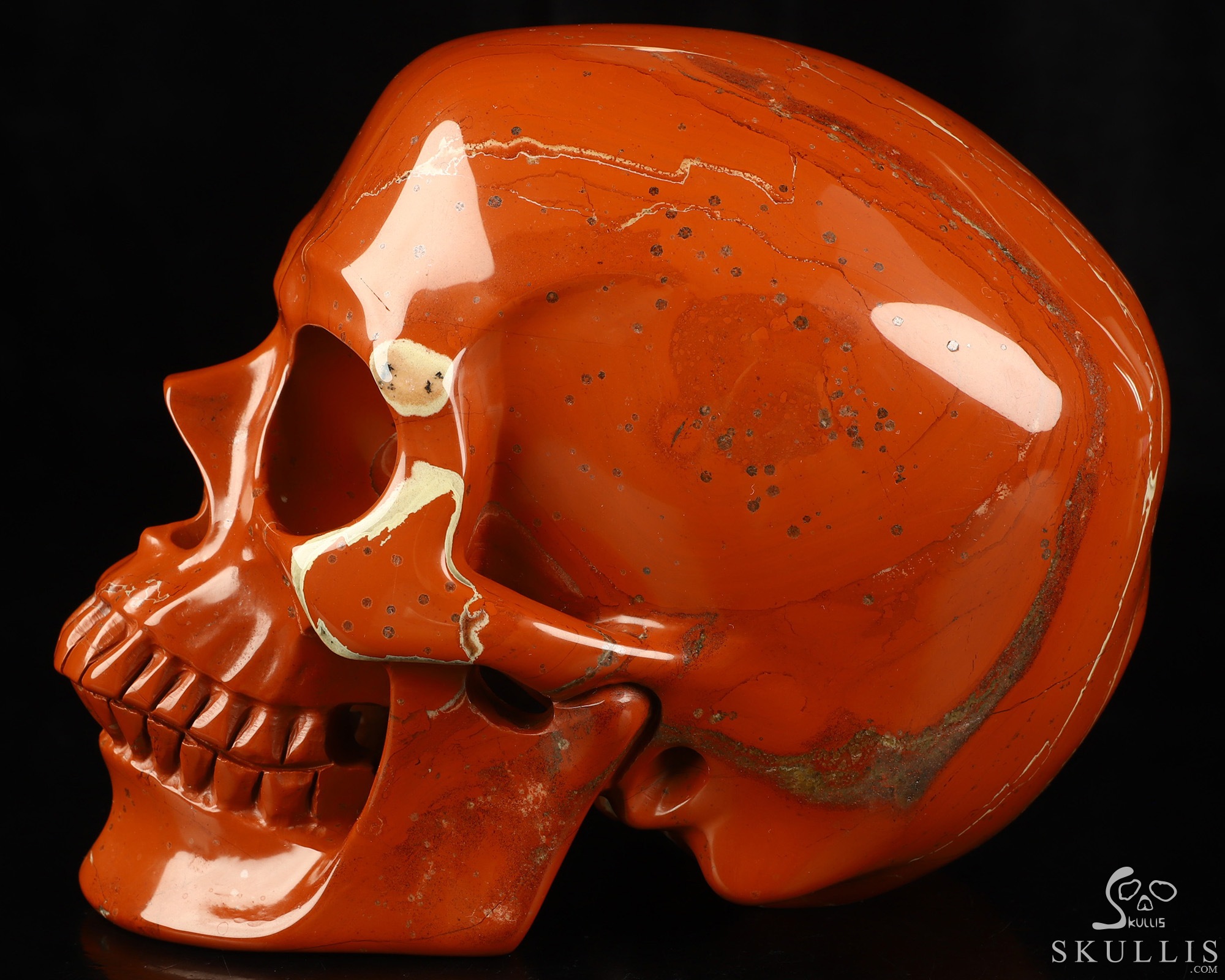 Lifesized 6.9" Red Jasper Hand Carved Crystal Skull, Super Realistic, Crystal Healing Lifesized 6.9" Red Jasper Hand Carved Crystal Skull, Super Realistic, Crystal Healing
