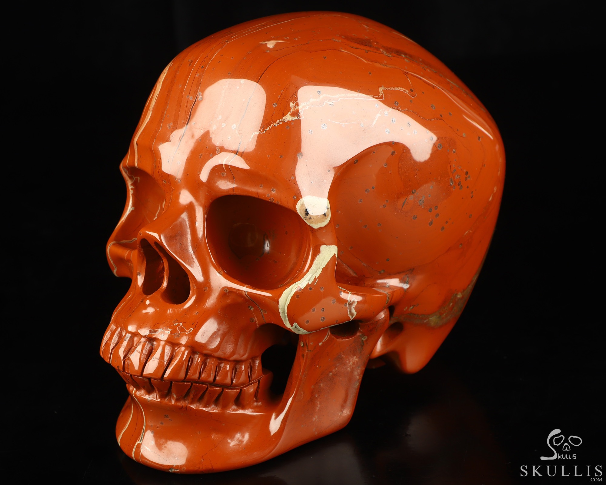 Lifesized 6.9" Red Jasper Hand Carved Crystal Skull, Super Realistic, Crystal Healing Lifesized 6.9" Red Jasper Hand Carved Crystal Skull, Super Realistic, Crystal Healing