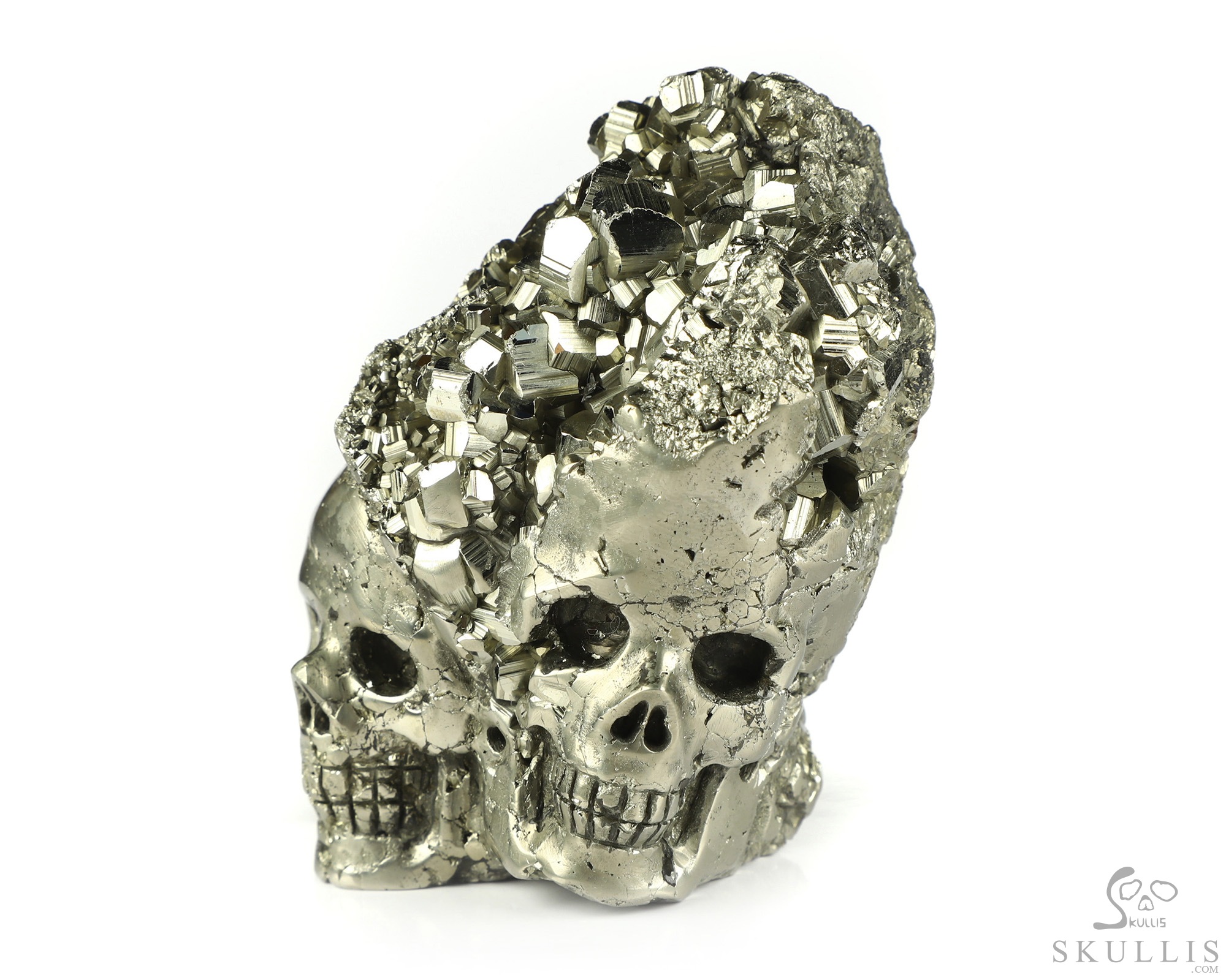 2.8" Pyrite Hand Carved Crystal Skull Fine Art Sculpture, Crystal Healing 2.8" Pyrite Hand Carved Crystal Skull Fine Art Sculpture, Crystal Healing