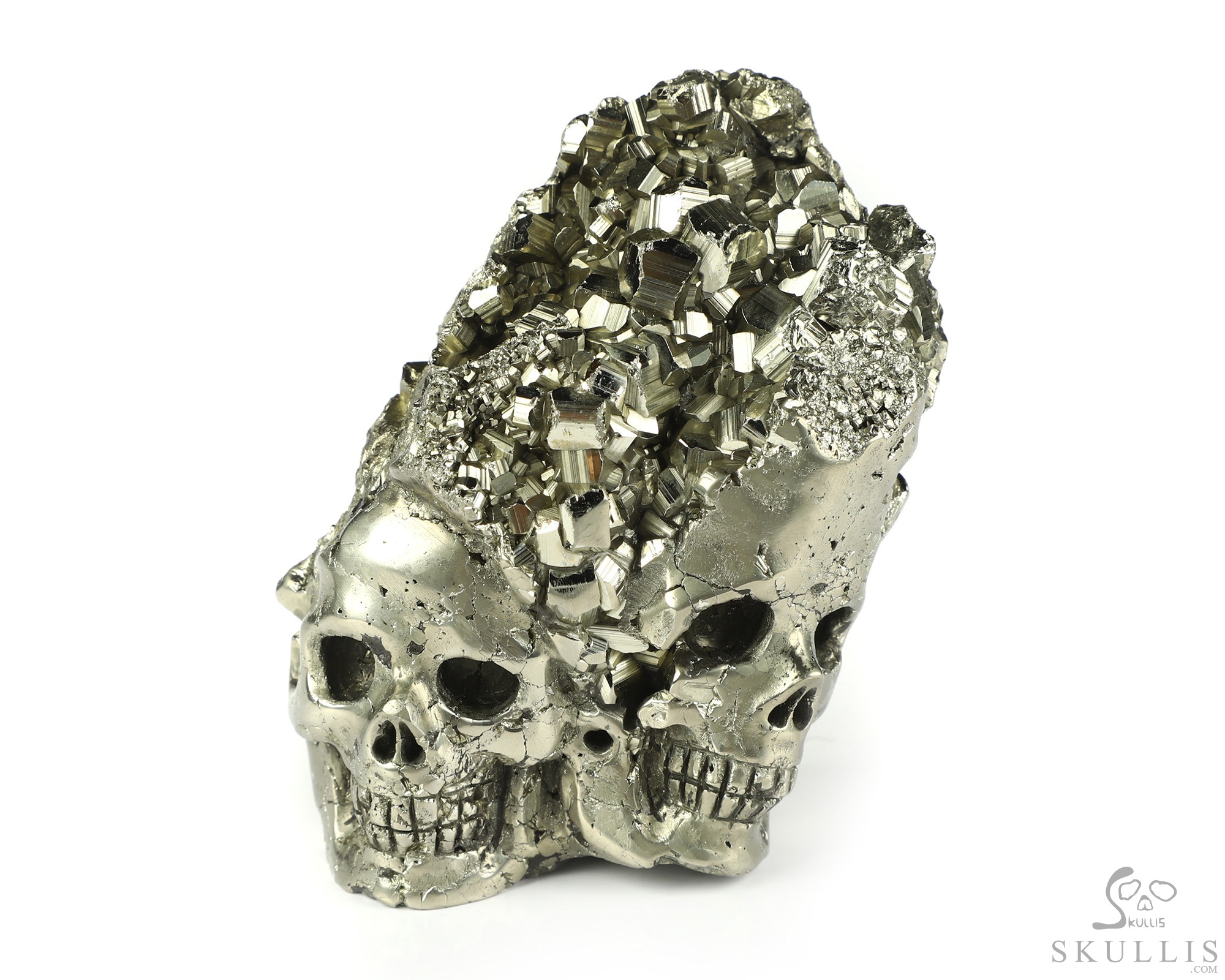 2.8" Pyrite Hand Carved Crystal Skull Fine Art Sculpture, Crystal Healing 2.8" Pyrite Hand Carved Crystal Skull Fine Art Sculpture, Crystal Healing