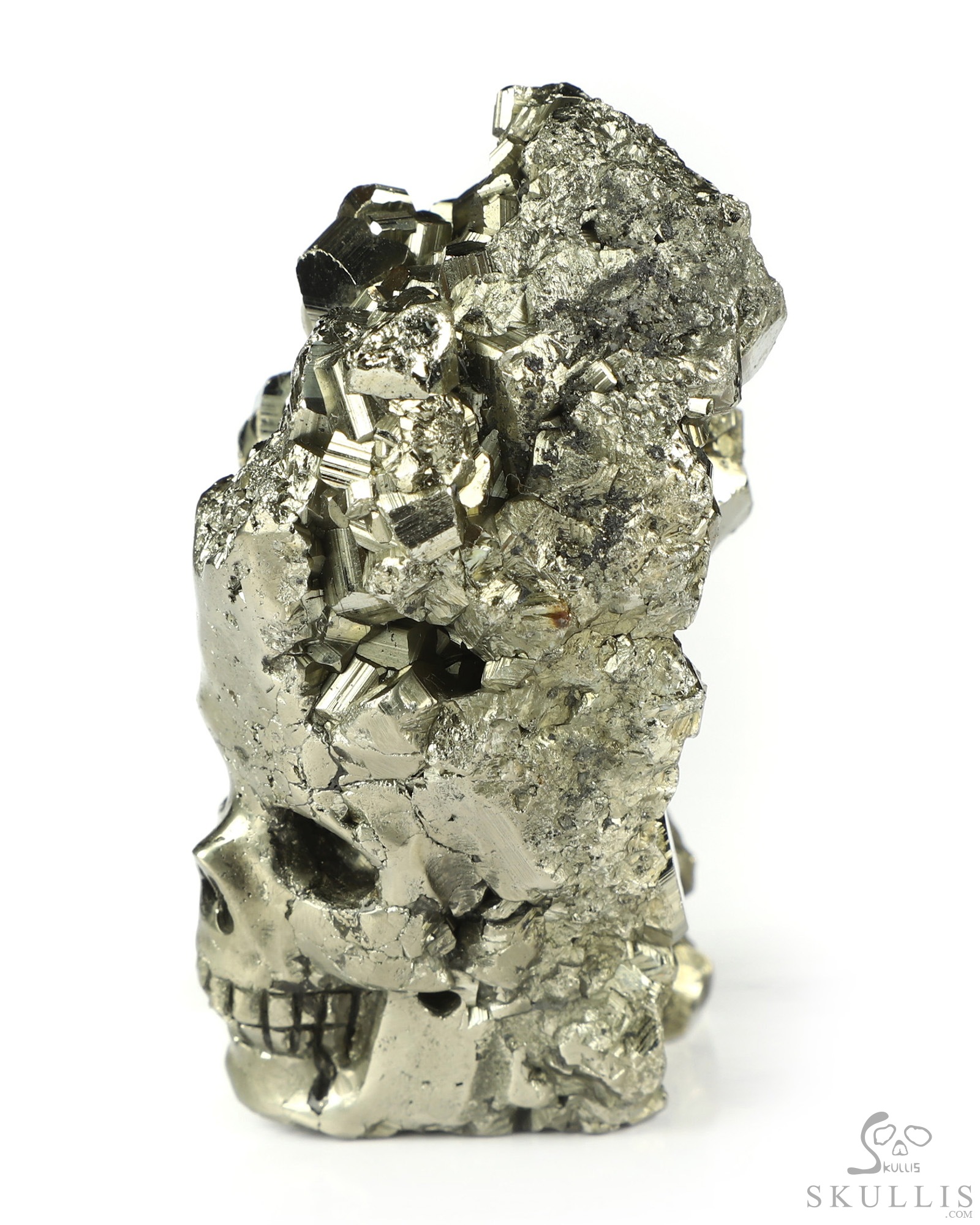 2.8" Pyrite Hand Carved Crystal Skull Fine Art Sculpture, Crystal Healing 2.8" Pyrite Hand Carved Crystal Skull Fine Art Sculpture, Crystal Healing
